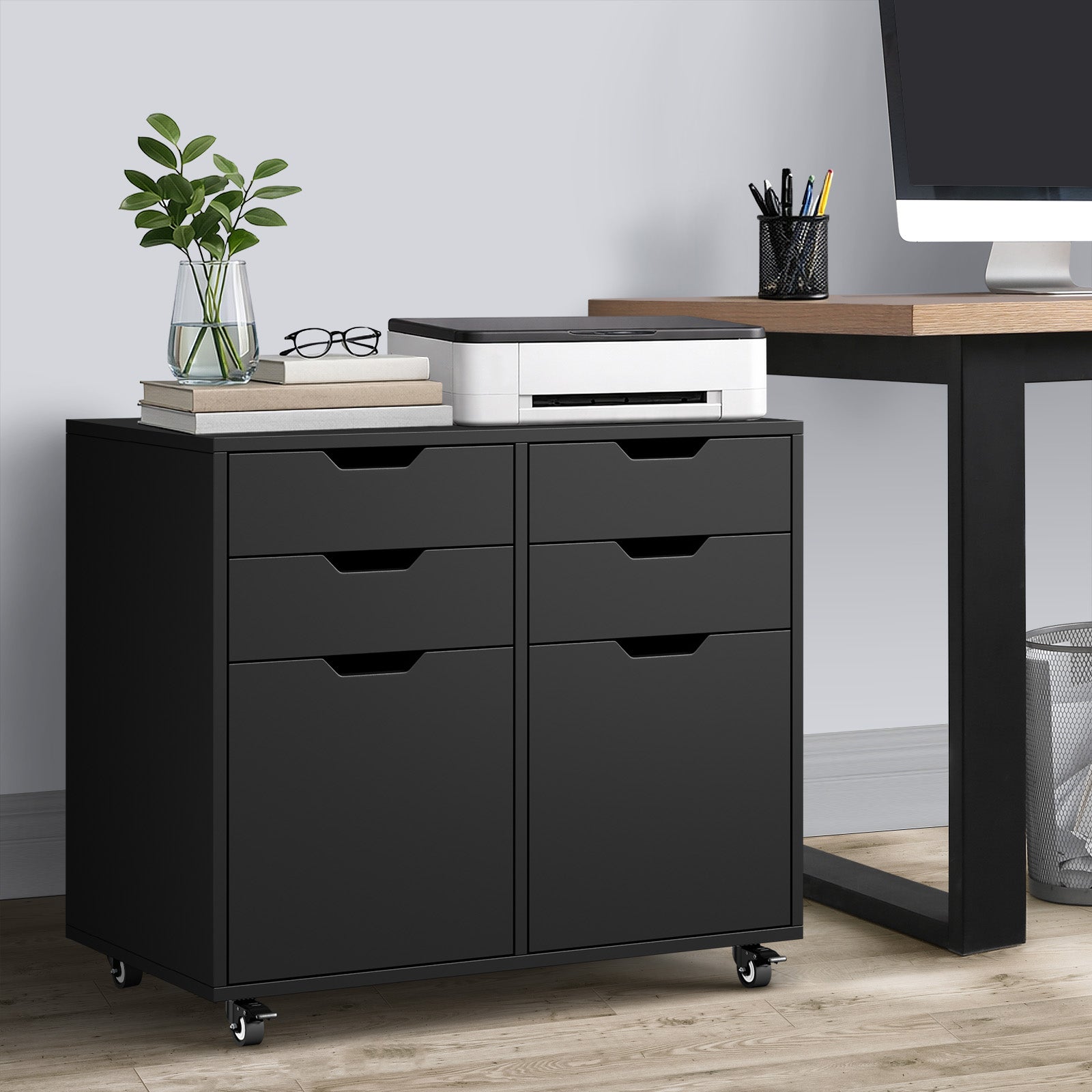 Oikiture Filing Cabinet Mobile Office Storage Cabinet