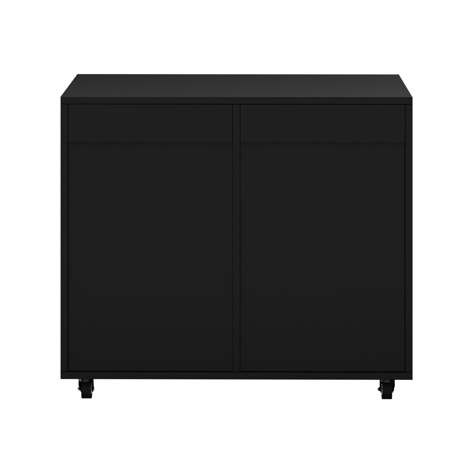 Oikiture Filing Cabinet 2 Door 4 Drawer Mobile Office Storage Cabinet Black - Sunyee