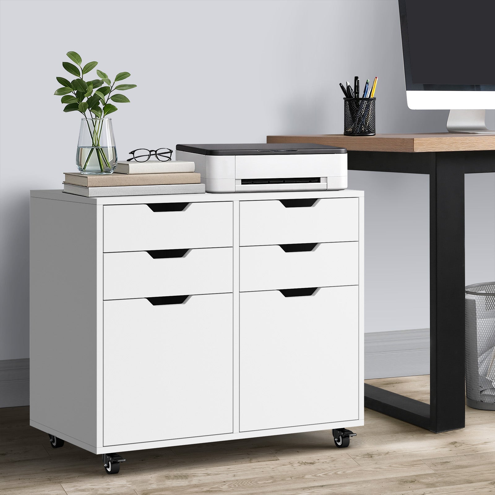 Oikiture Filing Cabinet Mobile Office Storage Cabinet