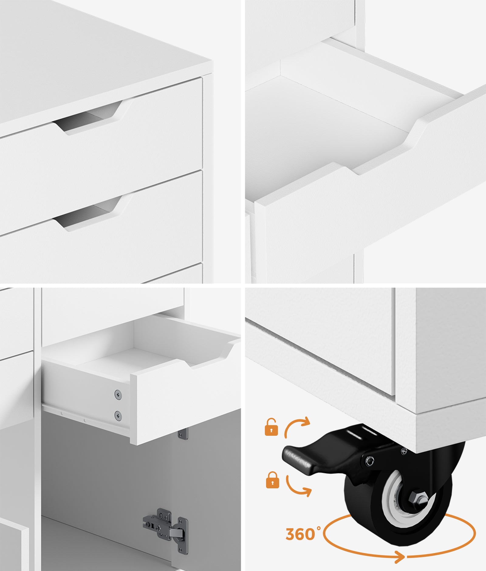 Oikiture Filing Cabinet 2 Door 4 Drawer Mobile Office Storage Cabinet White - Sunyee