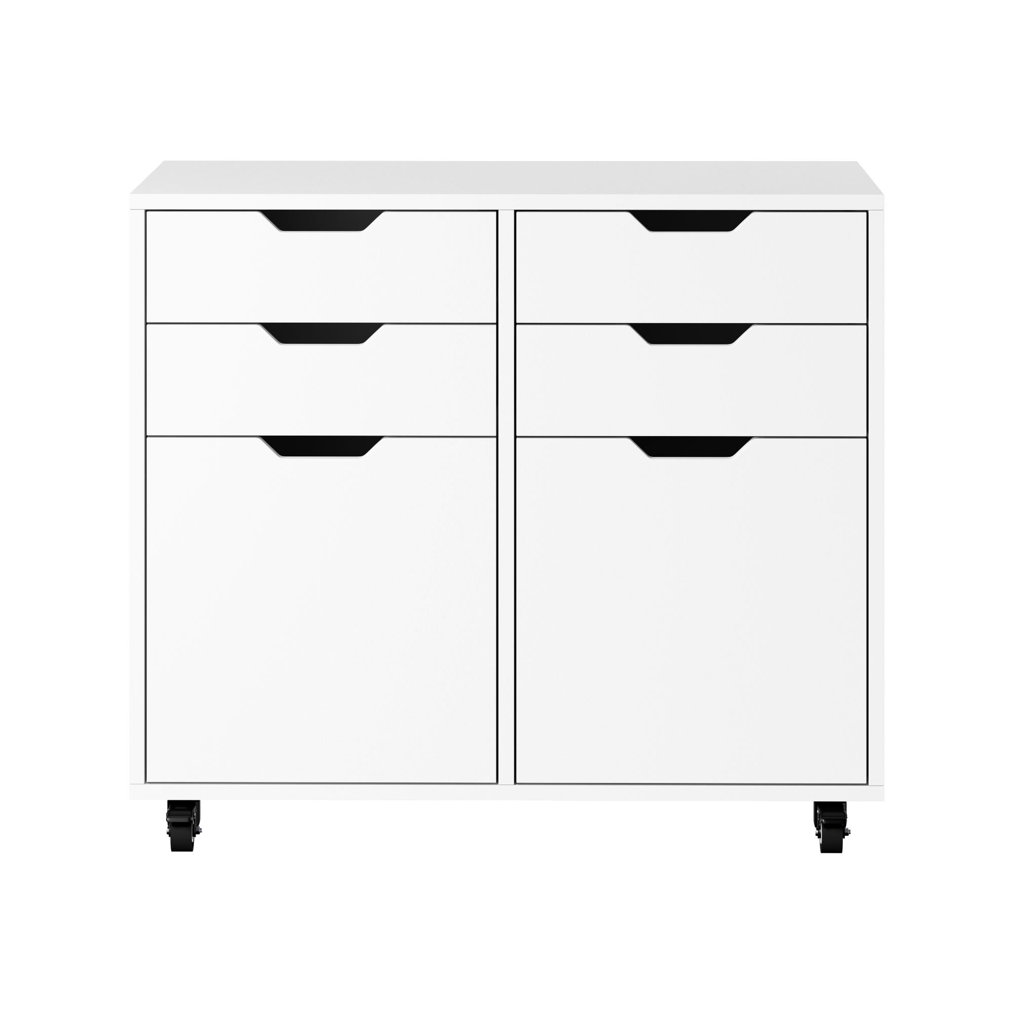 Oikiture Filing Cabinet 2 Door 4 Drawer Mobile Office Storage Cabinet White - Sunyee