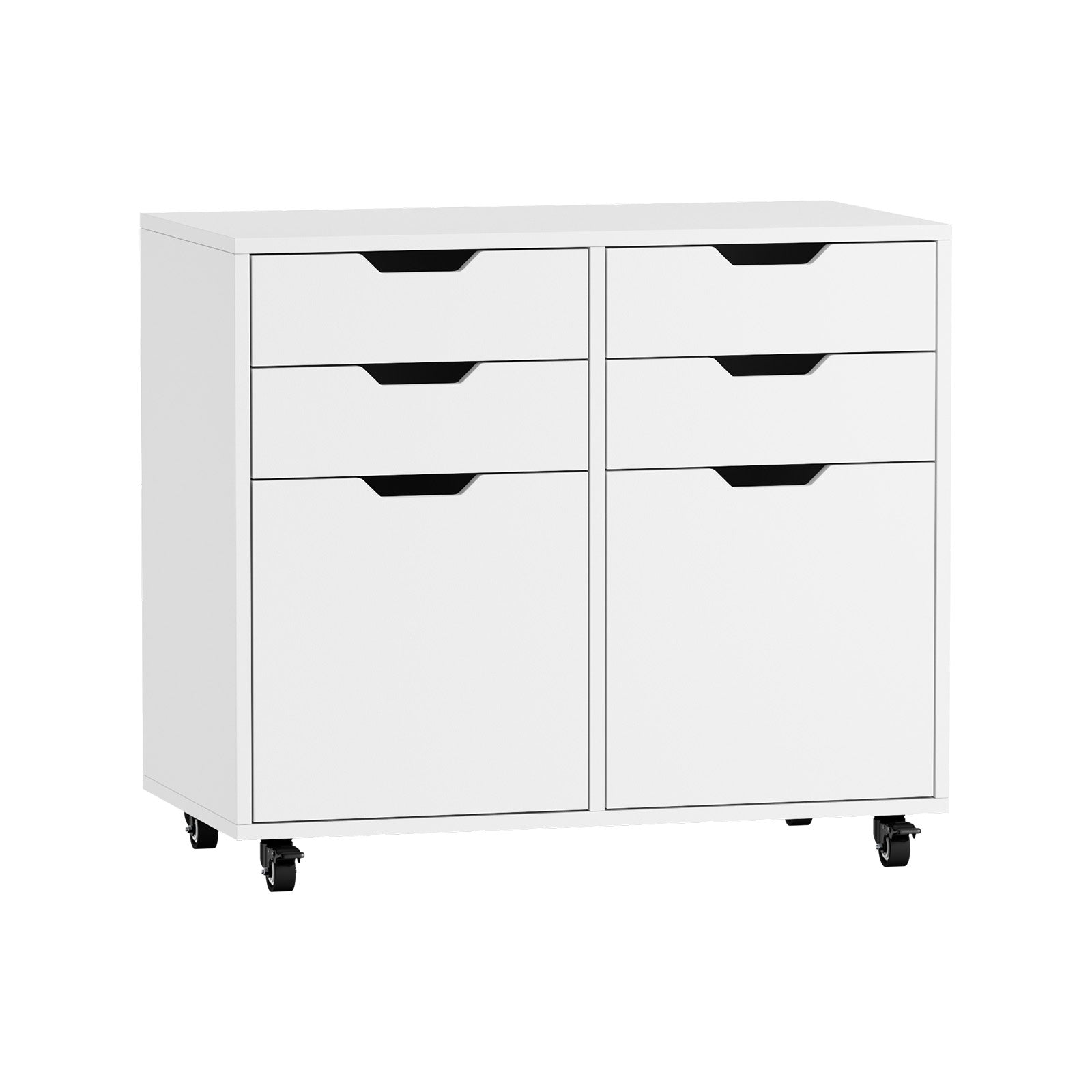 Oikiture Filing Cabinet 2 Door 4 Drawer Mobile Office Storage Cabinet White - Sunyee