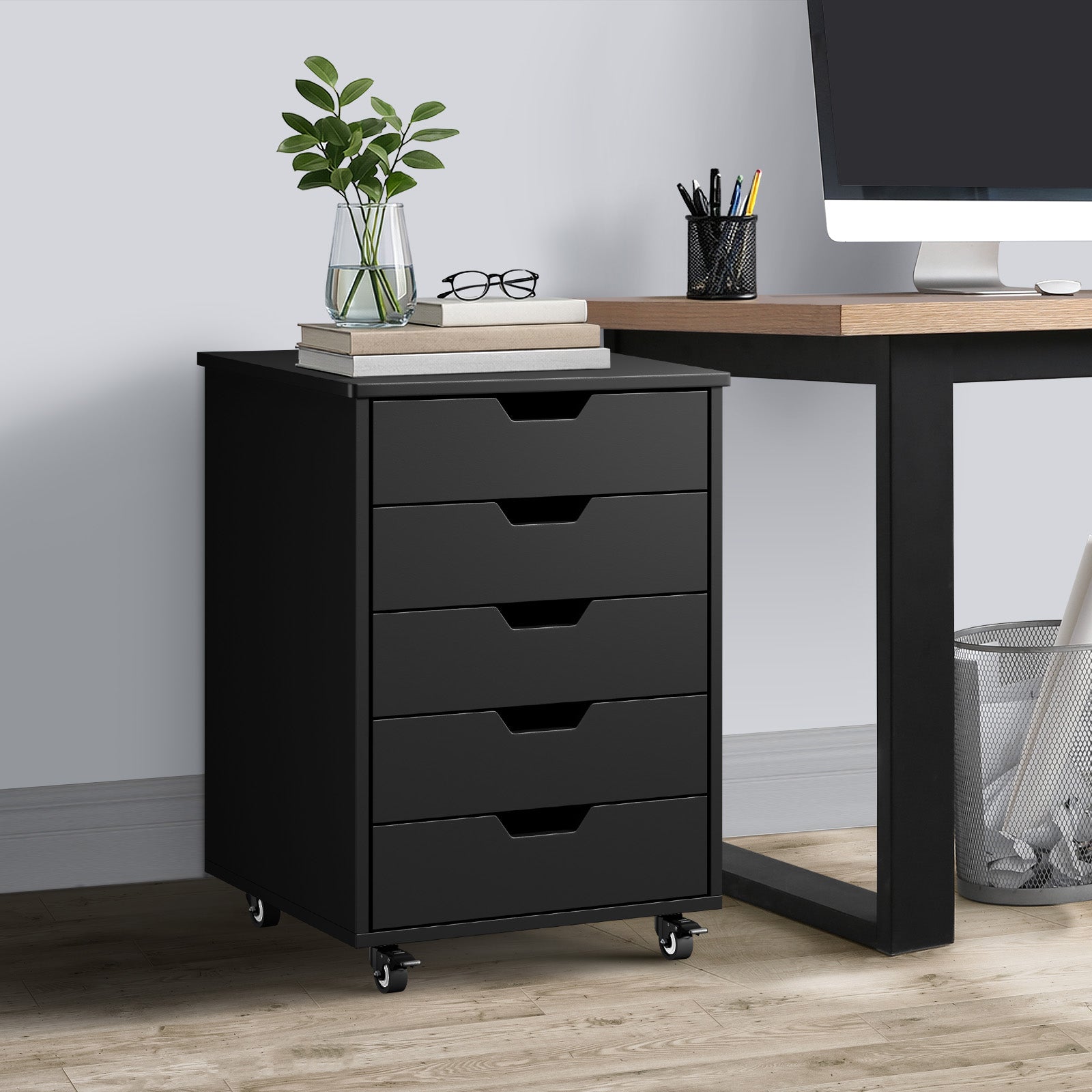 Oikiture Filing Cabinet Mobile Office Storage Cabinet