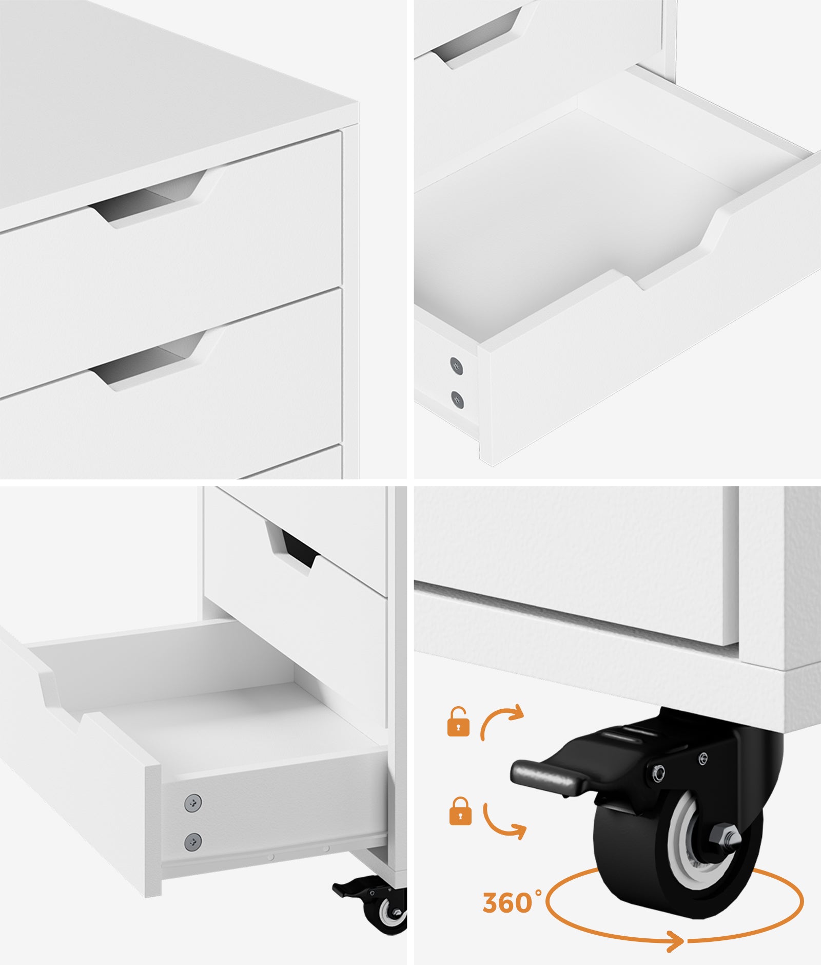 Oikiture 5 Drawer Mobile Filing Cabinet Storage Cabinet Home Office White - Sunyee