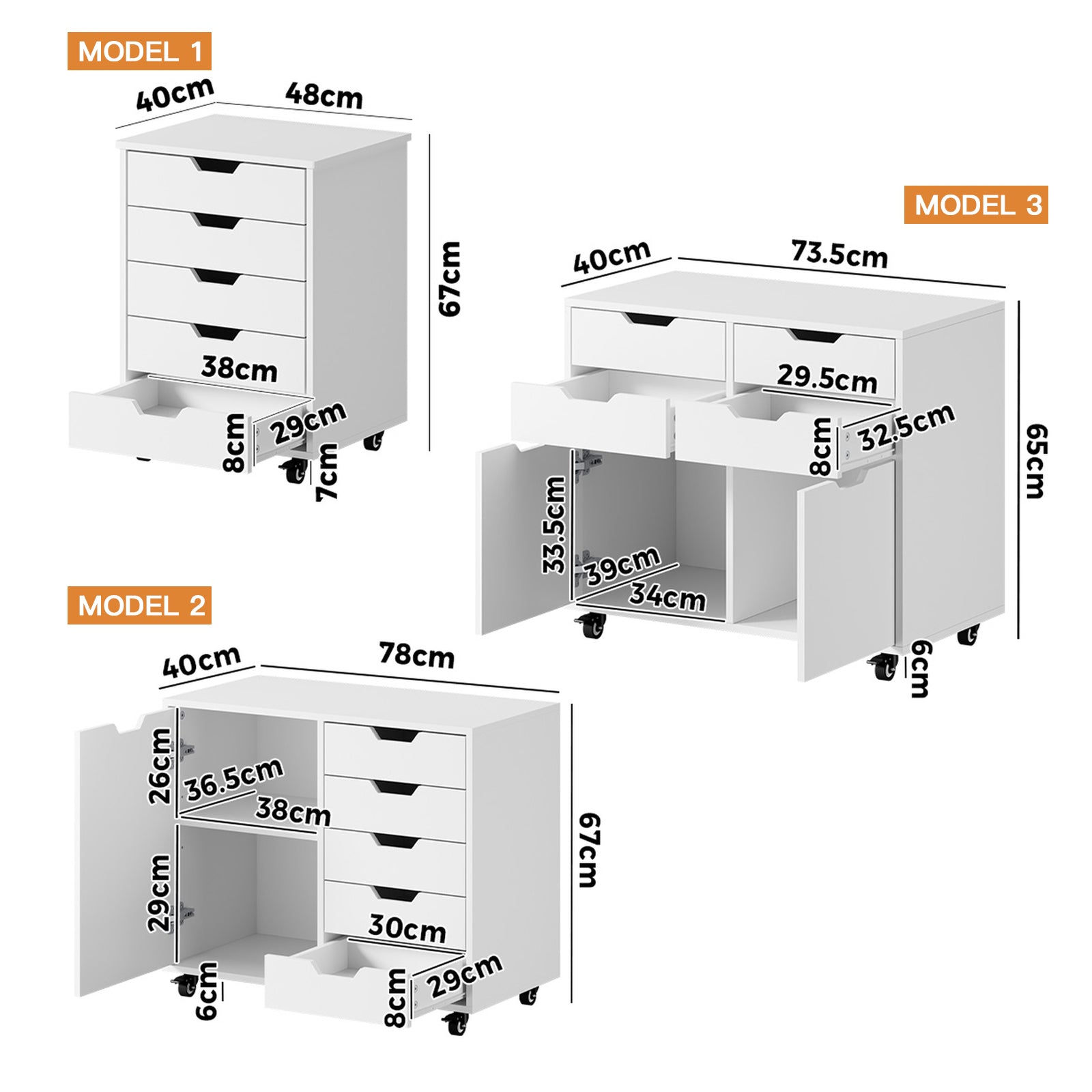 Oikiture Filing Cabinet Mobile Office Storage Cabinet