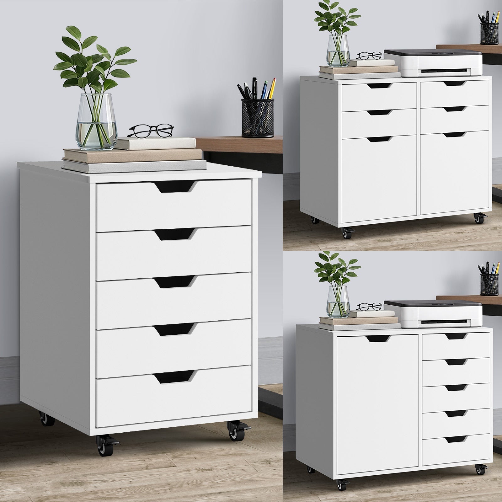 Oikiture Filing Cabinet Mobile Office Storage Cabinet