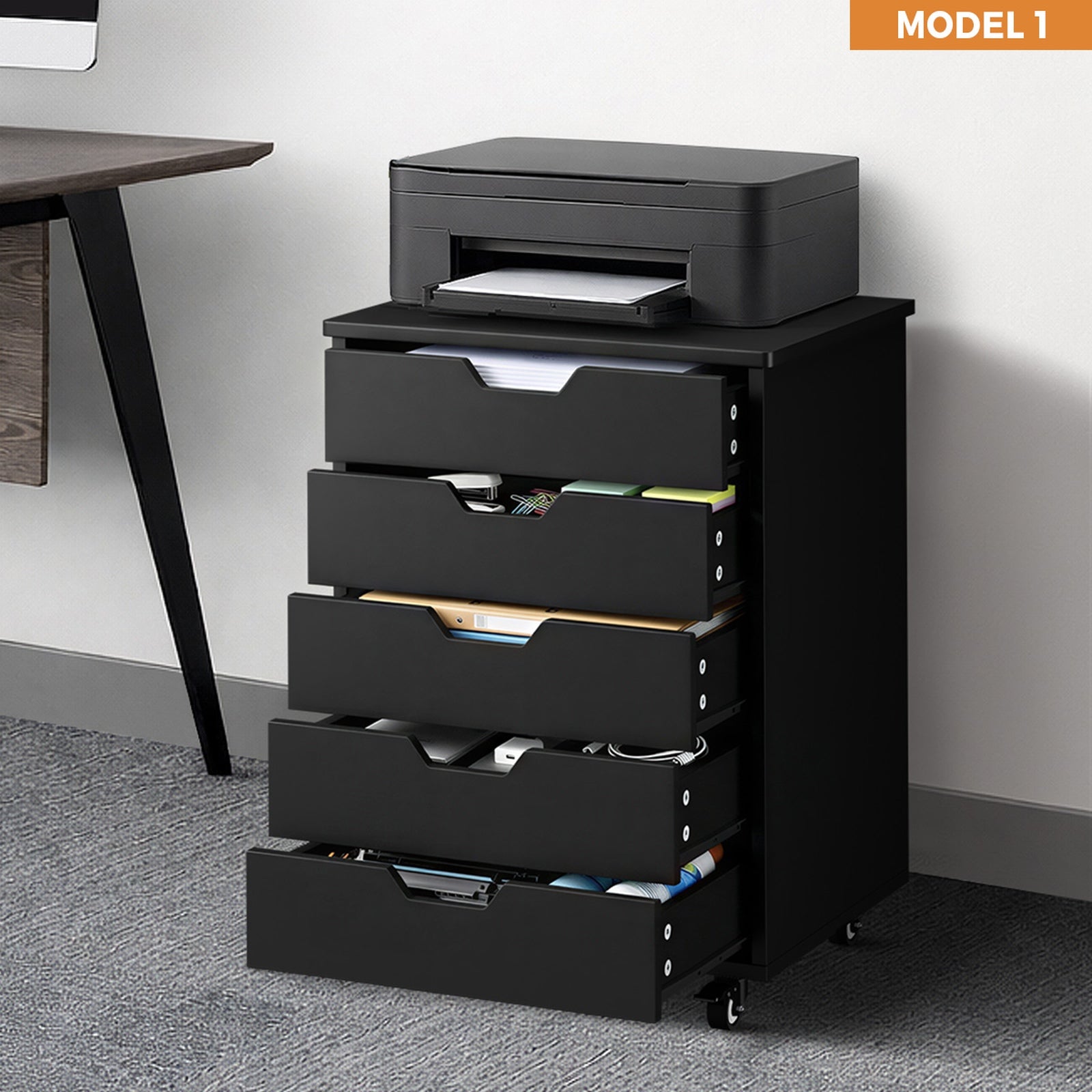 Oikiture Filing Cabinet Mobile Office Storage Cabinet