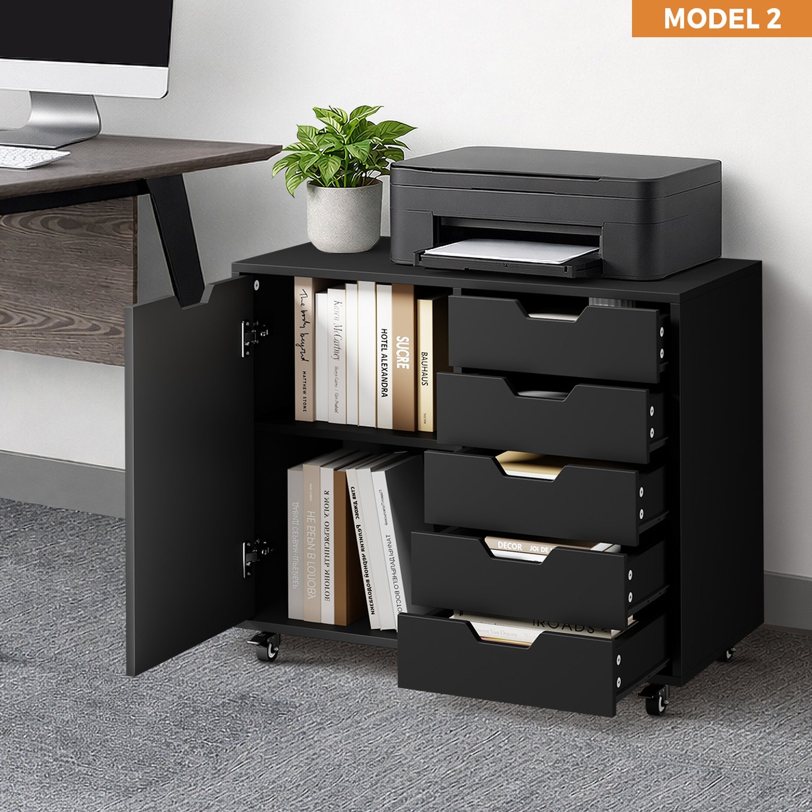 Oikiture Filing Cabinet Mobile Office Storage Cabinet