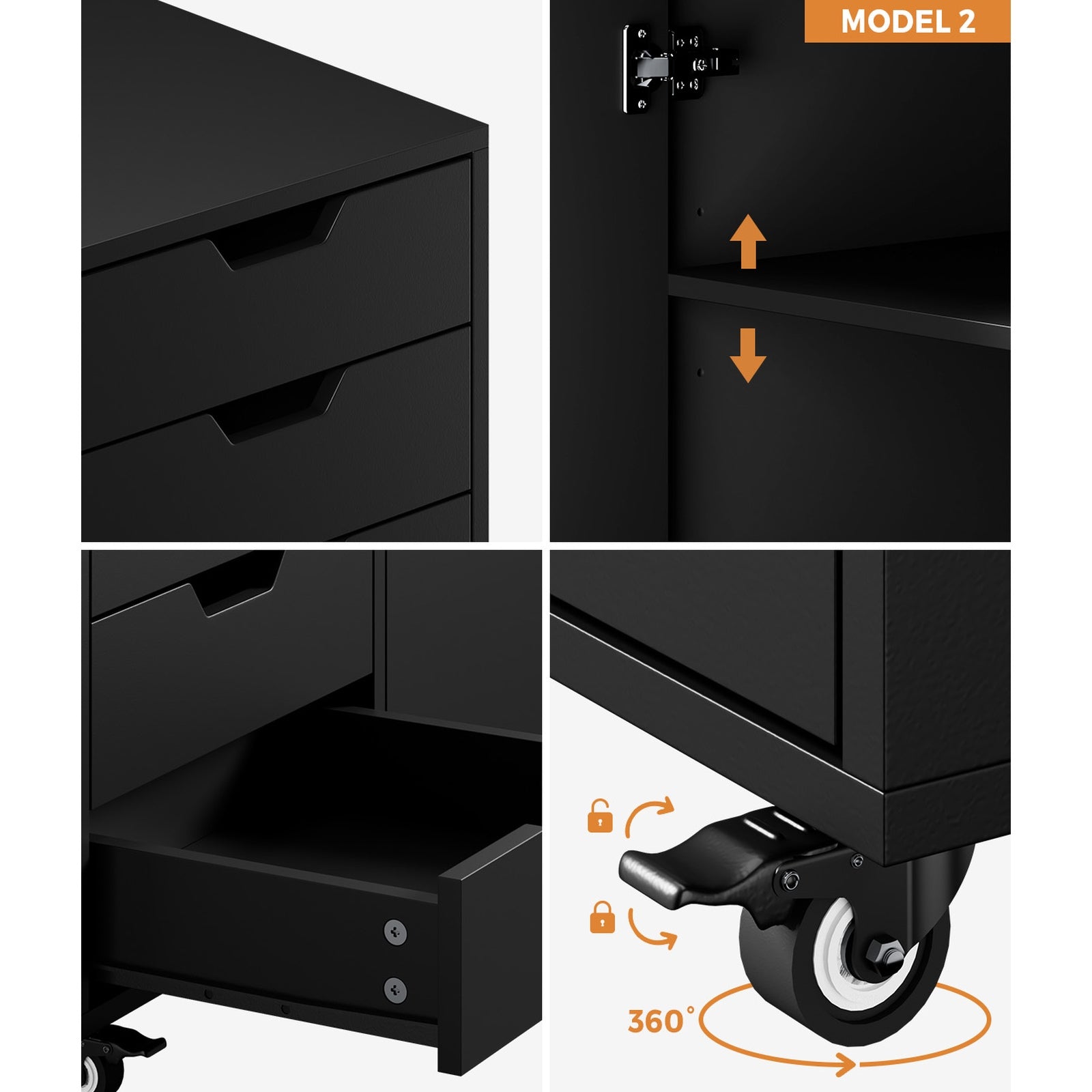 Oikiture Filing Cabinet Mobile Office Storage Cabinet