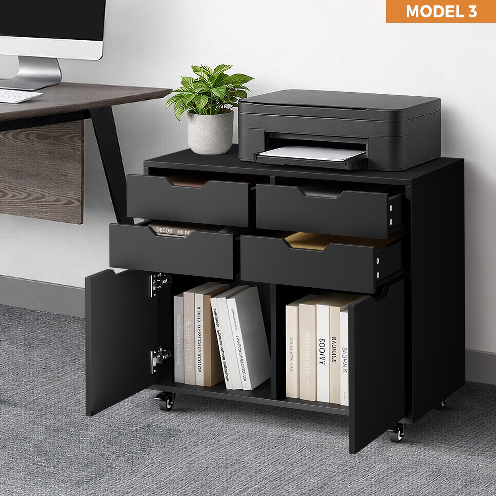 Oikiture Filing Cabinet Mobile Office Storage Cabinet