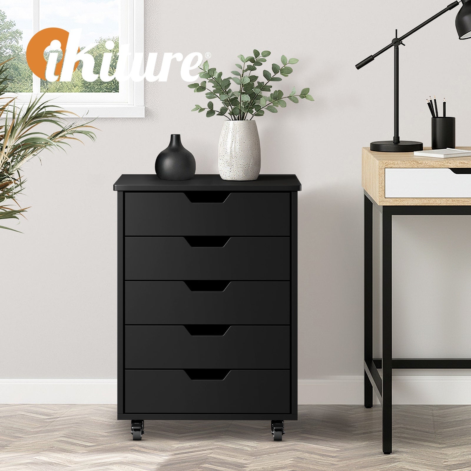 Oikiture Filing Cabinet Mobile Office Storage Cabinet