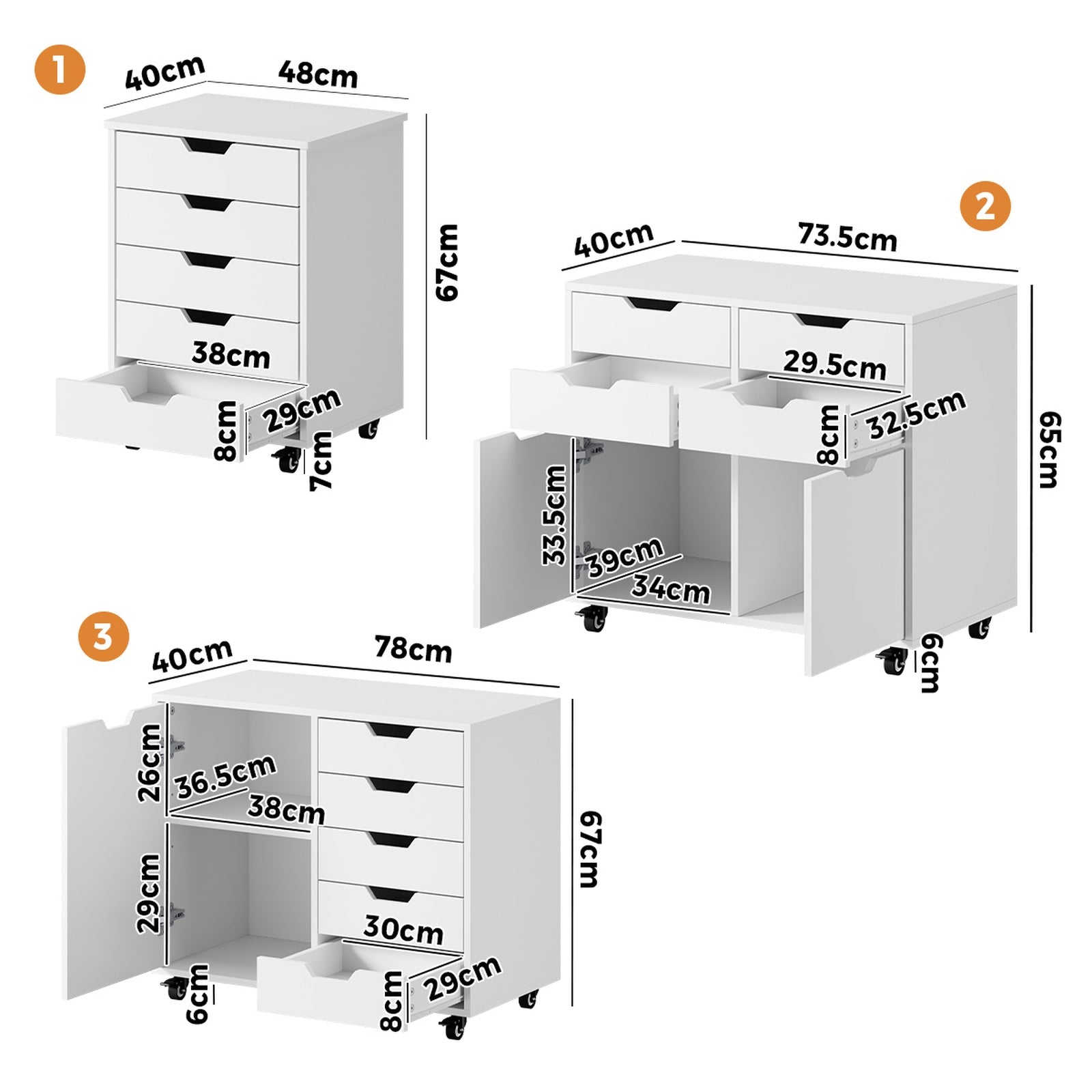 Oikiture Filing Cabinet Mobile Office Storage Cabinet - Sunyee