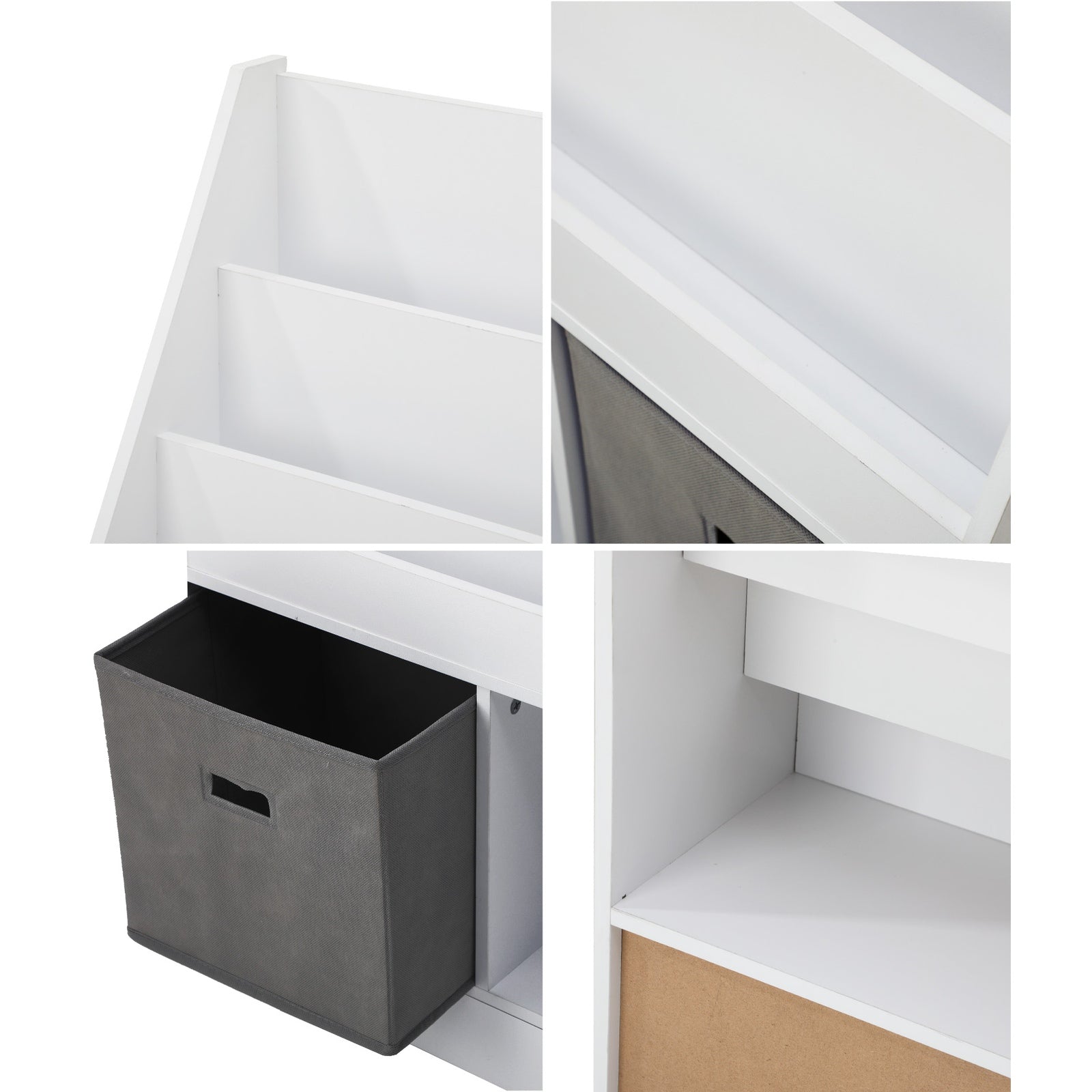 Oikiture Kids Bookshelf Toy Box Organiser Display Shelf Magazine Storage Rack