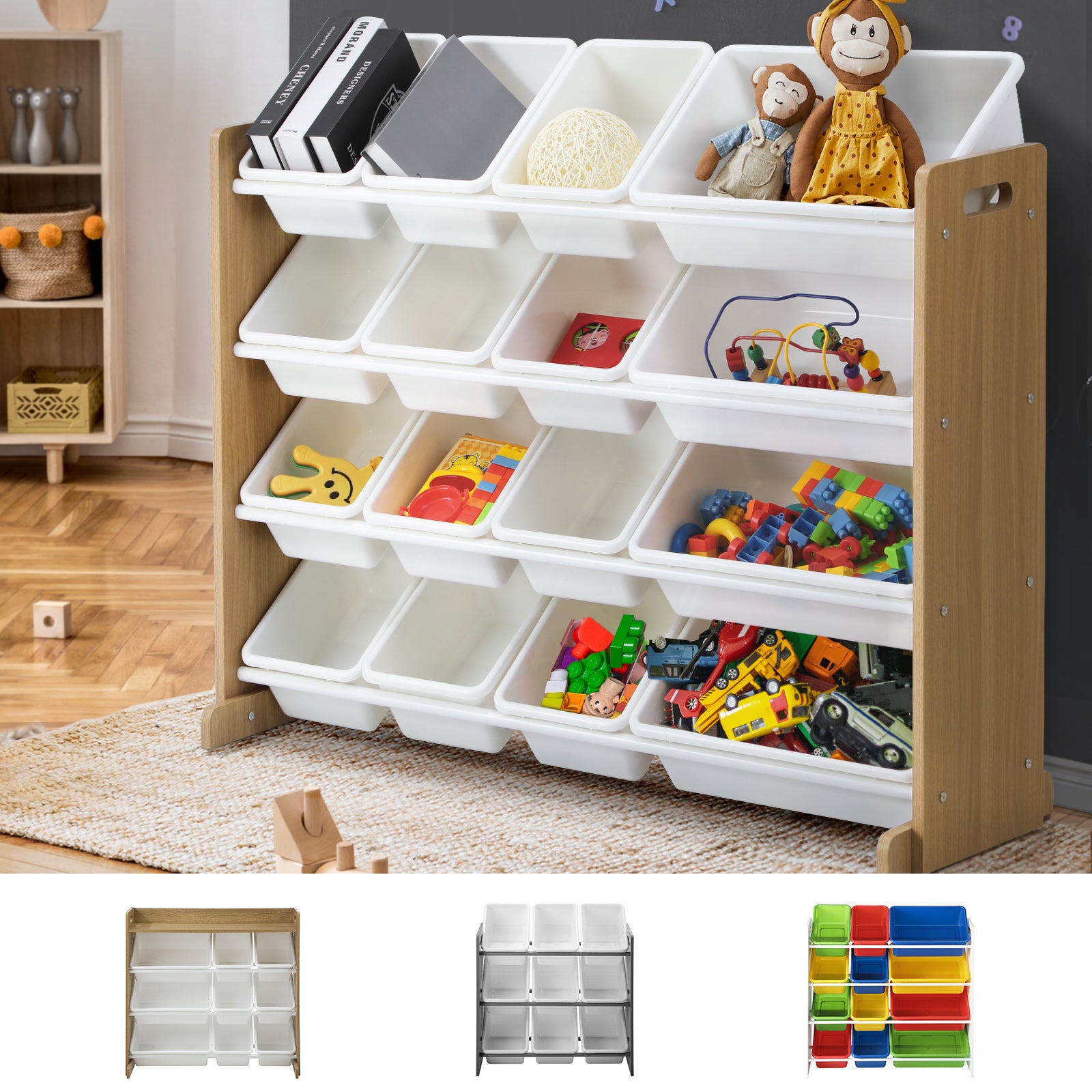 Oikiture Kids Toy Box Organiser Display Shelf Storage Rack Drawer - Sunyee