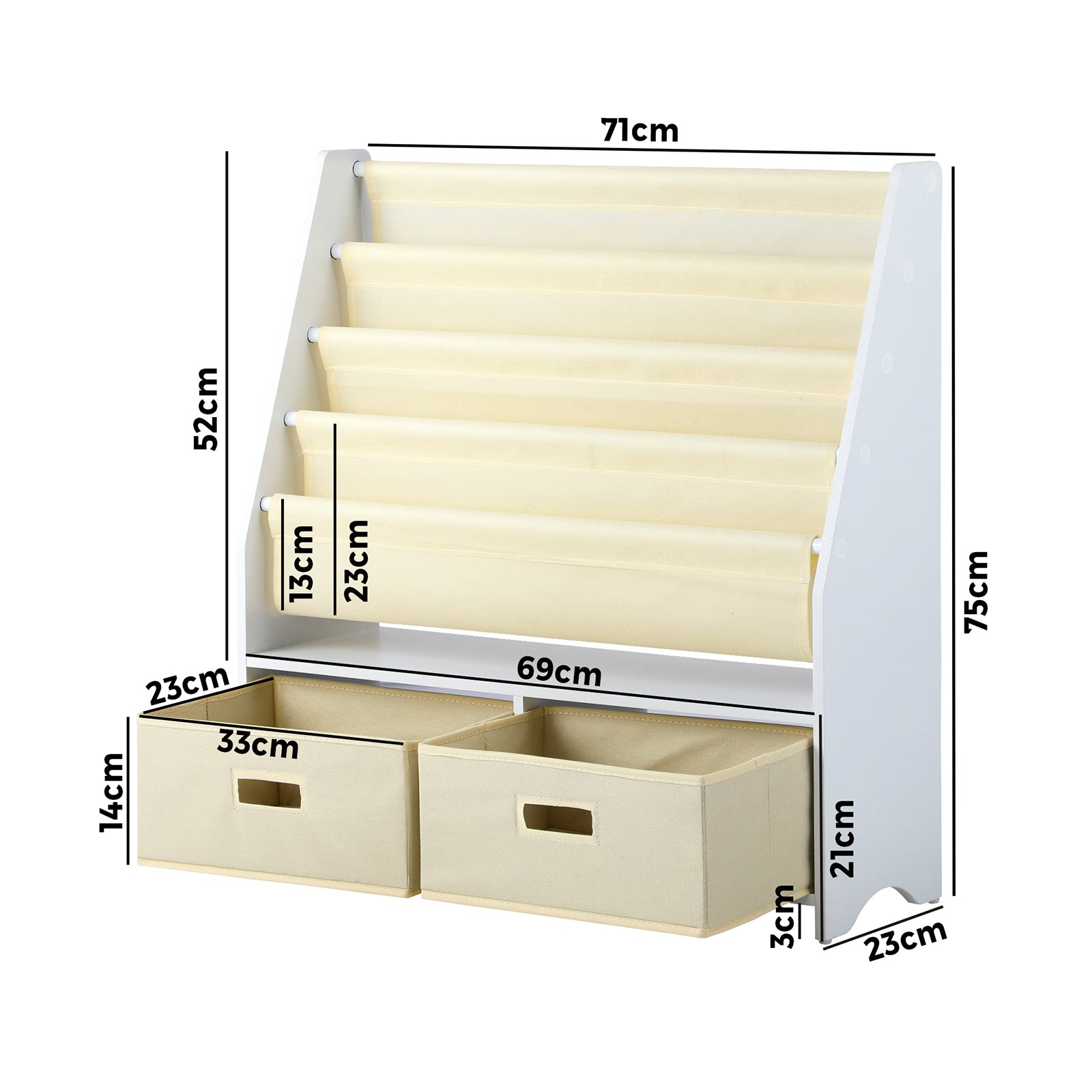 Oikiture Kids Bookshelf Bookcase Children Toys Storage Shelf Rack DIY Organiser - Sunyee