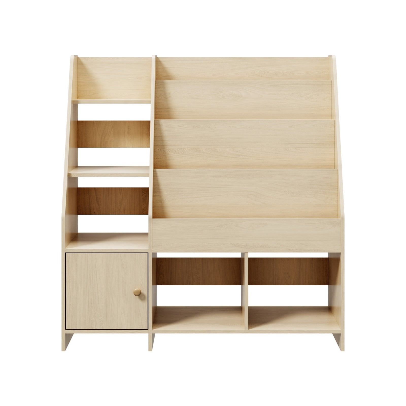 Oikiture Kids Bookshelf Organiser Toddler Toys Storage Magazine Rack Natural