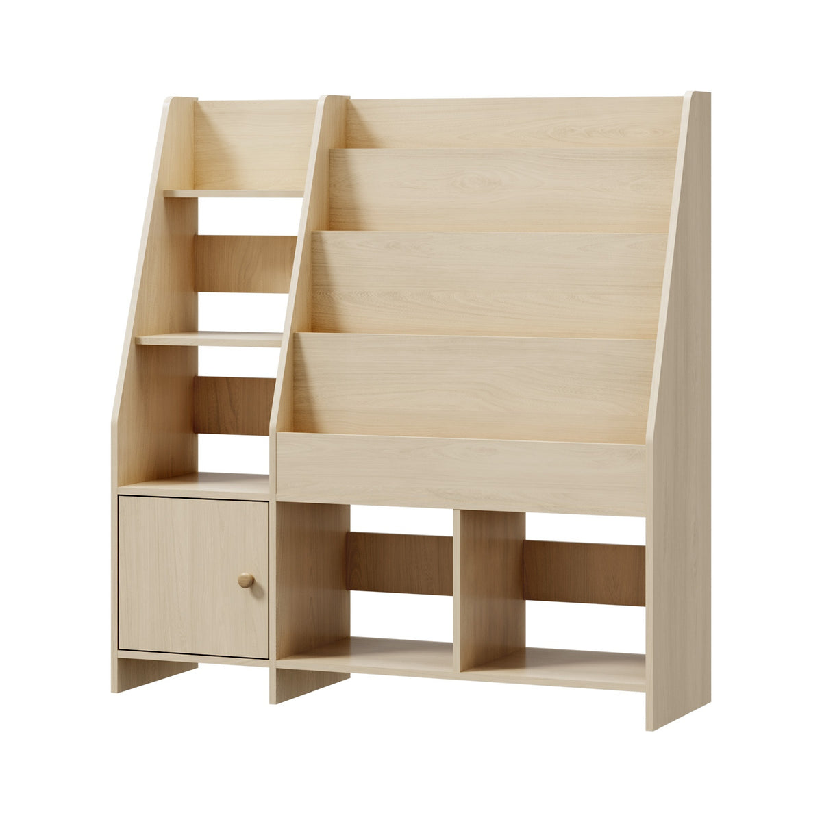 Oikiture Kids Bookshelf Organiser Toddler Toys Storage Magazine Rack Natural