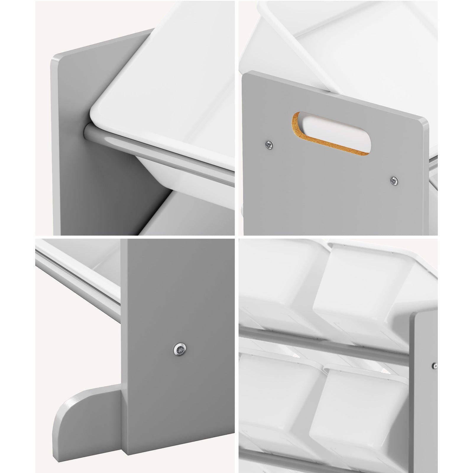 Oikiture Kids Toy Box Organiser 16 Bins Display Shelf Removable Drawer Grey - Sunyee