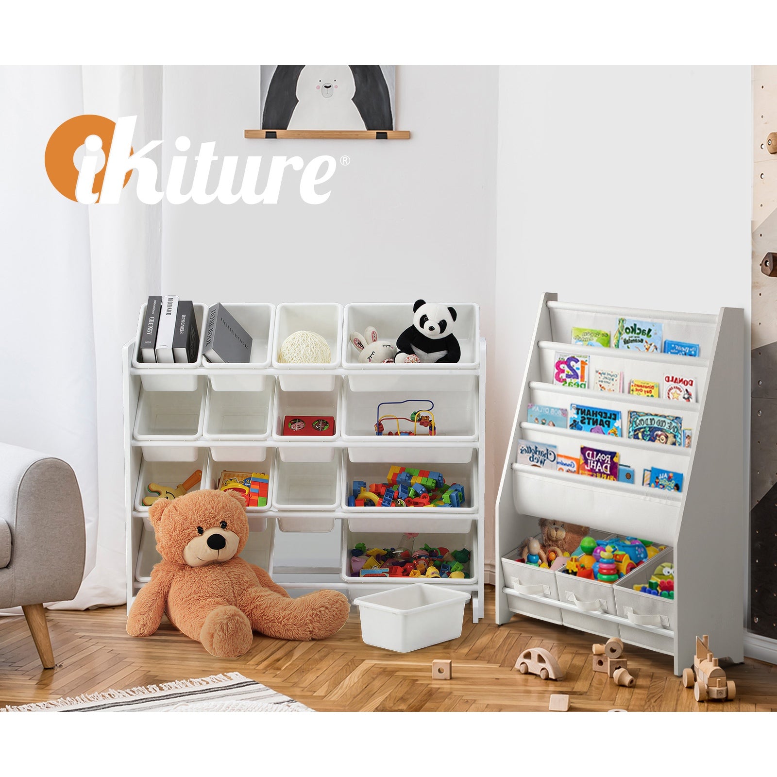 Oikiture Kids Toy Box Organiser 16 Bins Display Shelf Removable Drawer - Sunyee