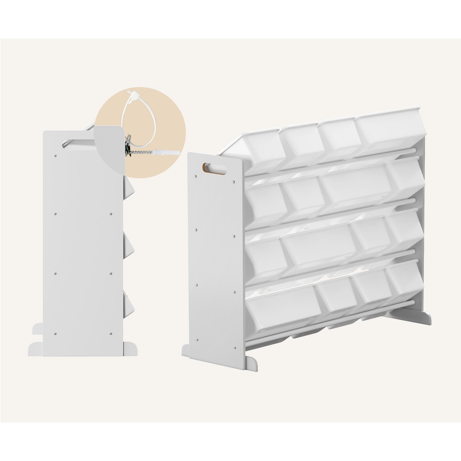 Oikiture Kids Toy Box Organiser 16 Bins Display Shelf Removable Drawer White - Sunyee