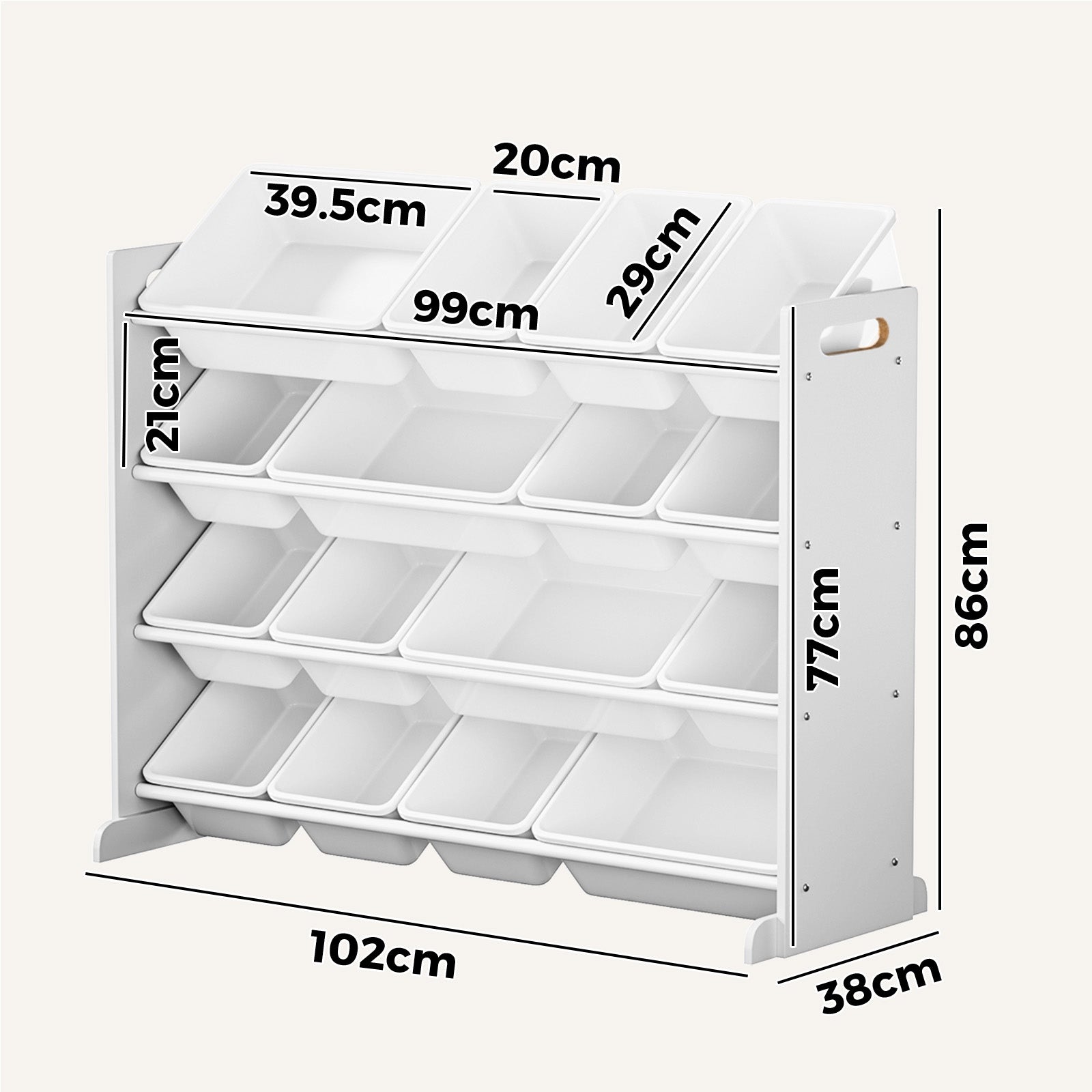 Oikiture Kids Toy Box Organiser 16 Bins Display Shelf Removable Drawer White - Sunyee