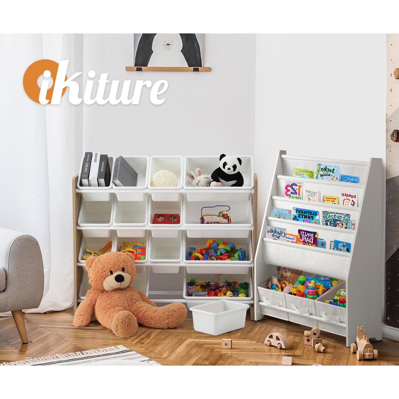 Oikiture Kids Toy Box Organiser 16 Bins Display Shelf Storage Rack Drawer - Sunyee