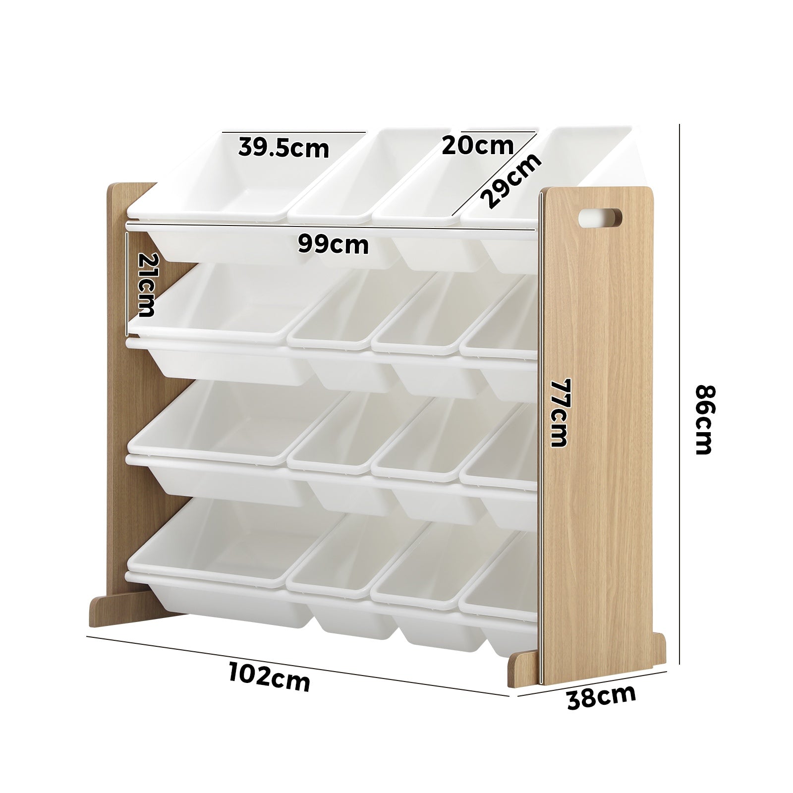 Oikiture Kids Toy Box Organiser 16 Bins Display Shelf Storage Rack Drawer - Sunyee