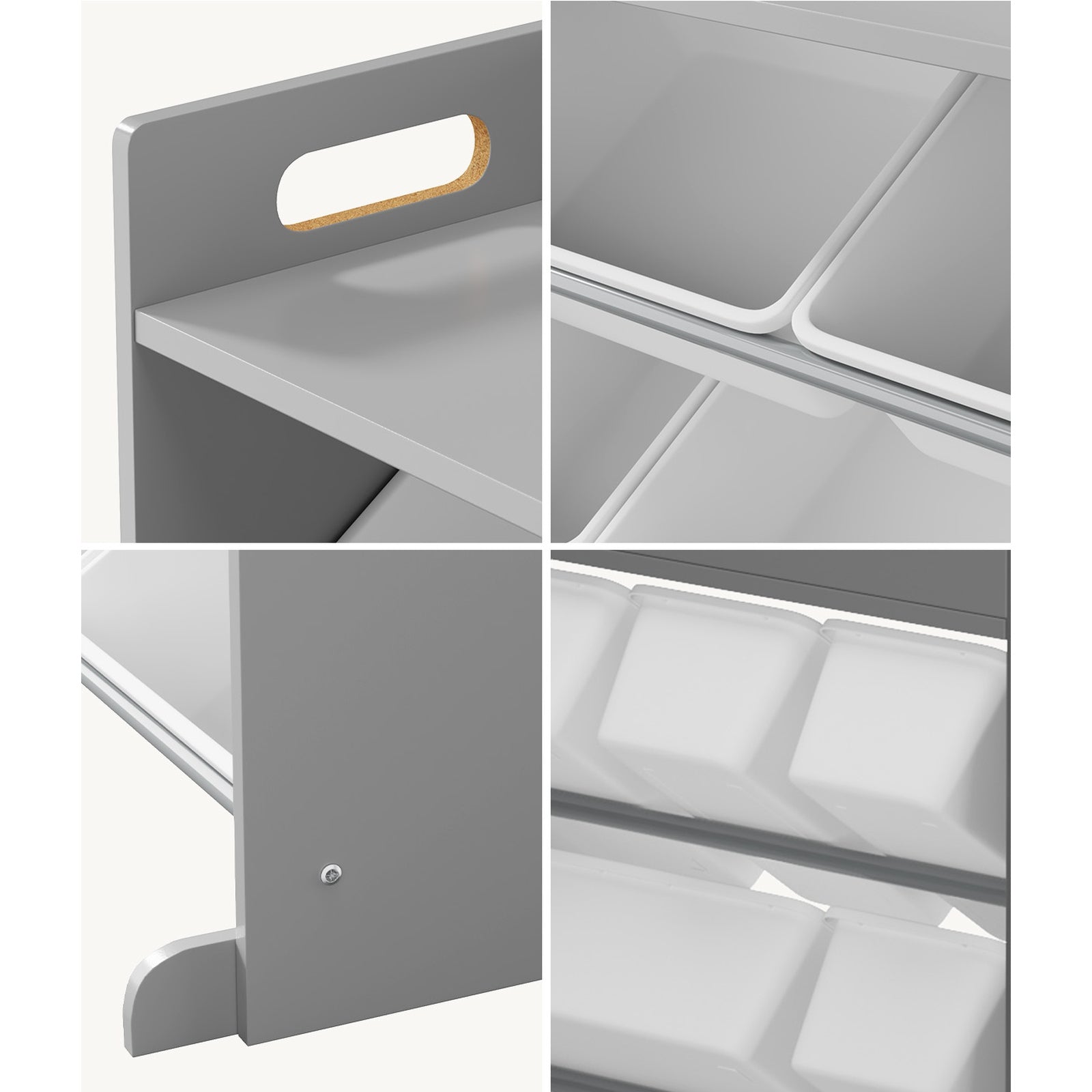 Oikiture 9 Bins Kids Toy Box Bookshelf Storage Organiser Display Shelf Grey - Sunyee
