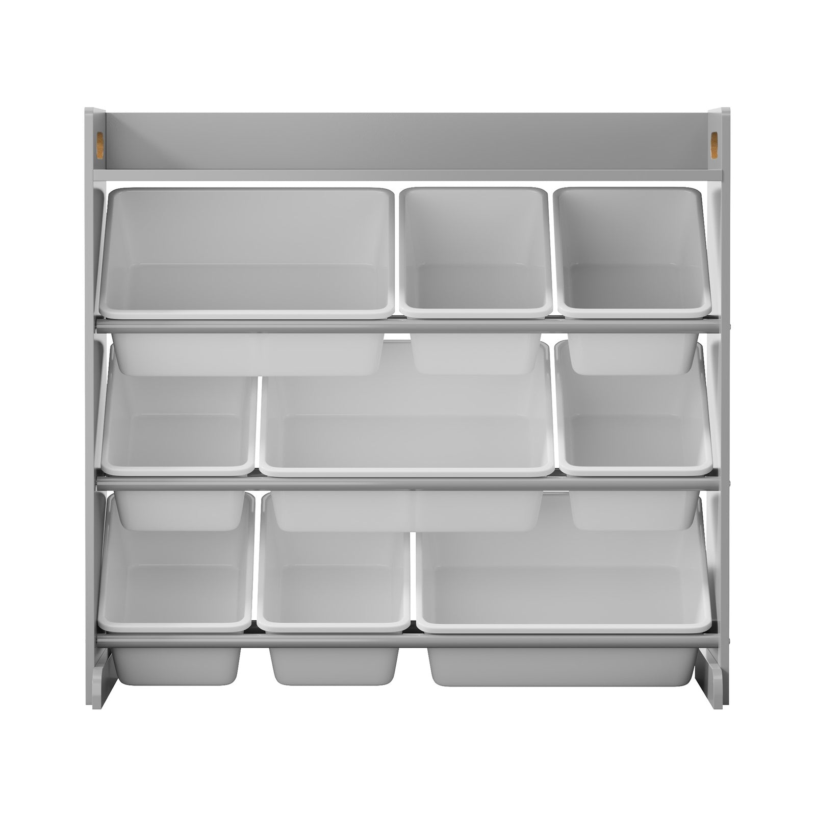 Oikiture 9 Bins Kids Toy Box Bookshelf Storage Organiser Display Shelf Grey - Sunyee