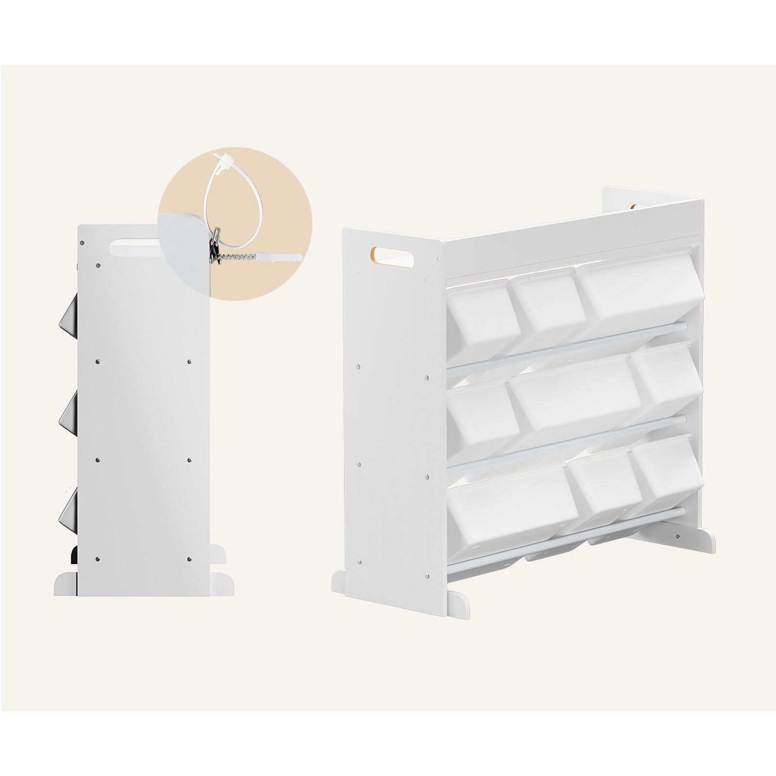 Oikiture 9 Bins Kids Toy Box Bookshelf Storage Organiser Display Shelf - Sunyee