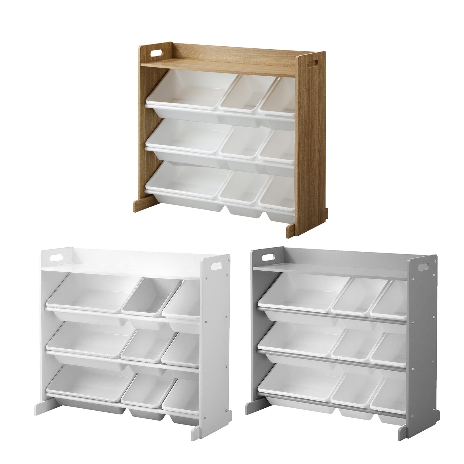 Oikiture 9 Bins Kids Toy Box Bookshelf Storage Organiser Display Shelf - Sunyee