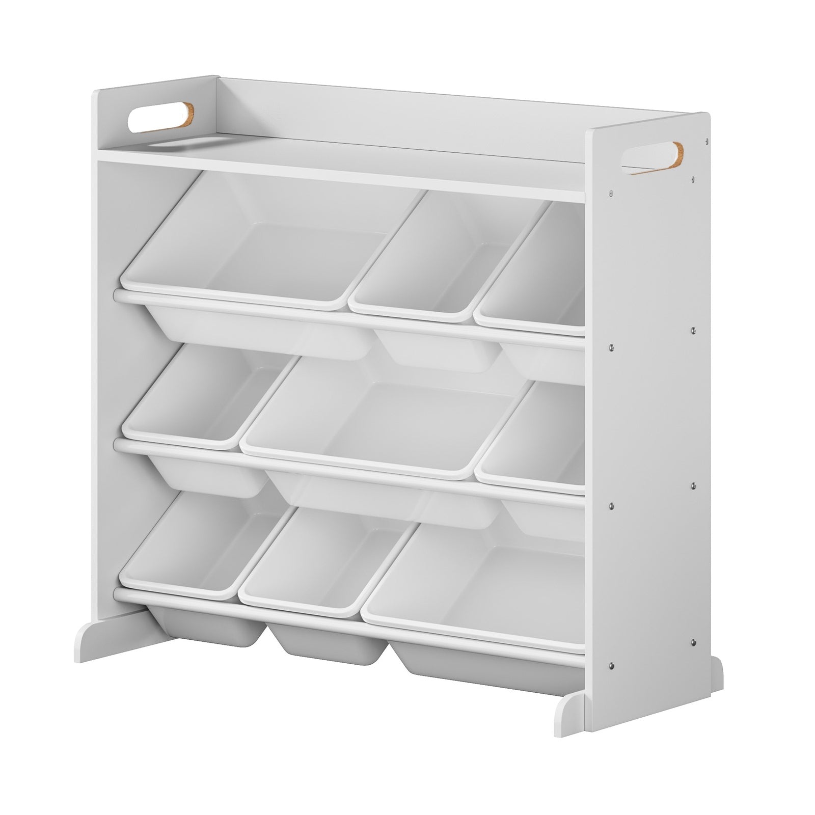 Oikiture 9 Bins Kids Toy Box Bookshelf Storage Organiser Display Shelf White - Sunyee
