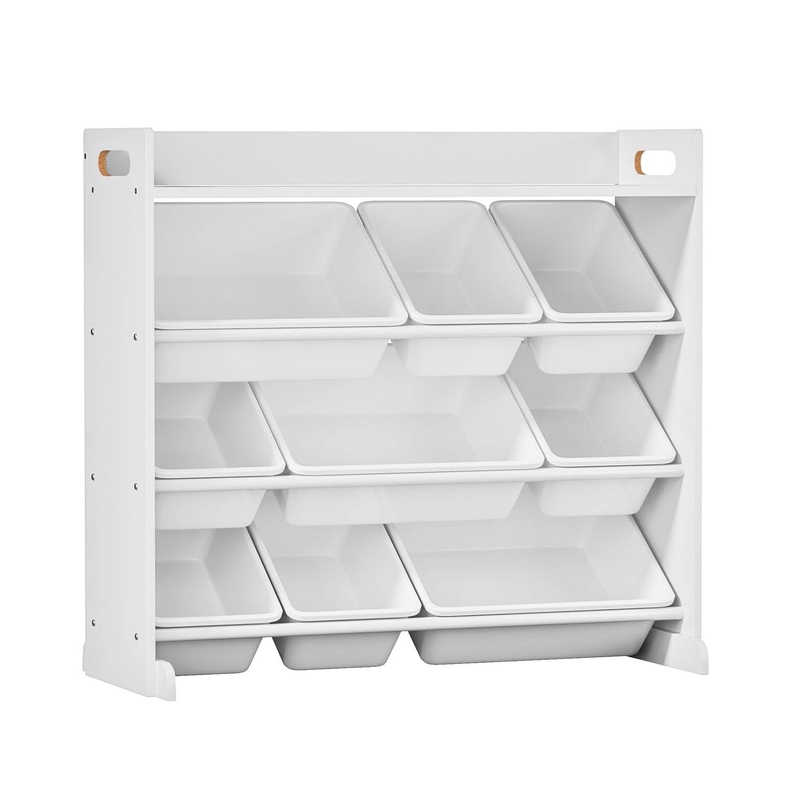 Oikiture 9 Bins Kids Toy Box Bookshelf Storage Organiser Display Shelf White - Sunyee