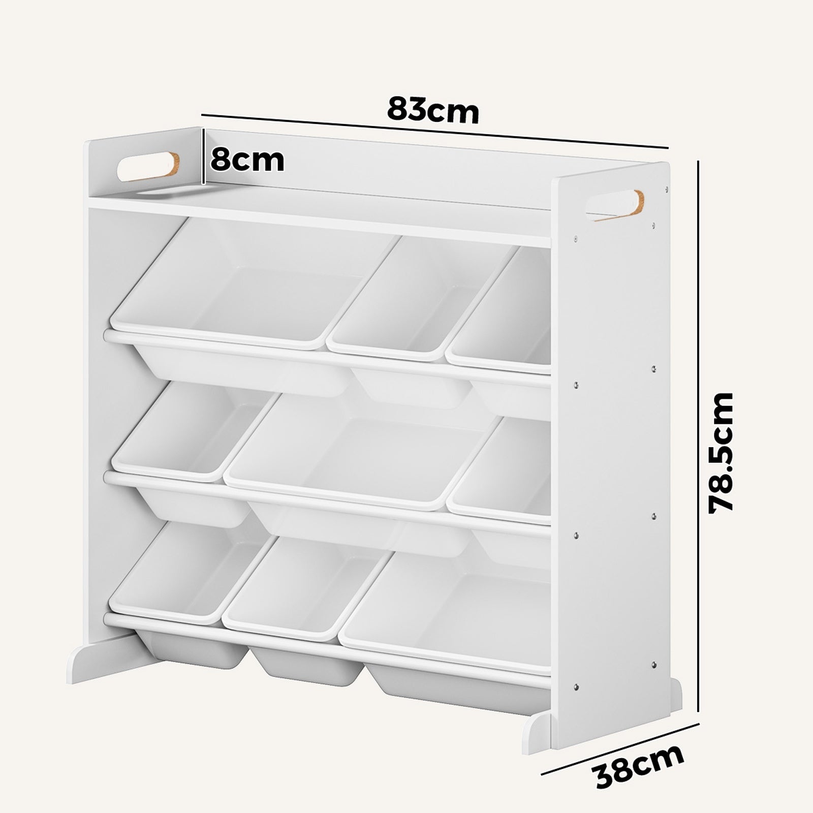 Oikiture 9 Bins Kids Toy Box Bookshelf Storage Organiser Display Shelf White - Sunyee
