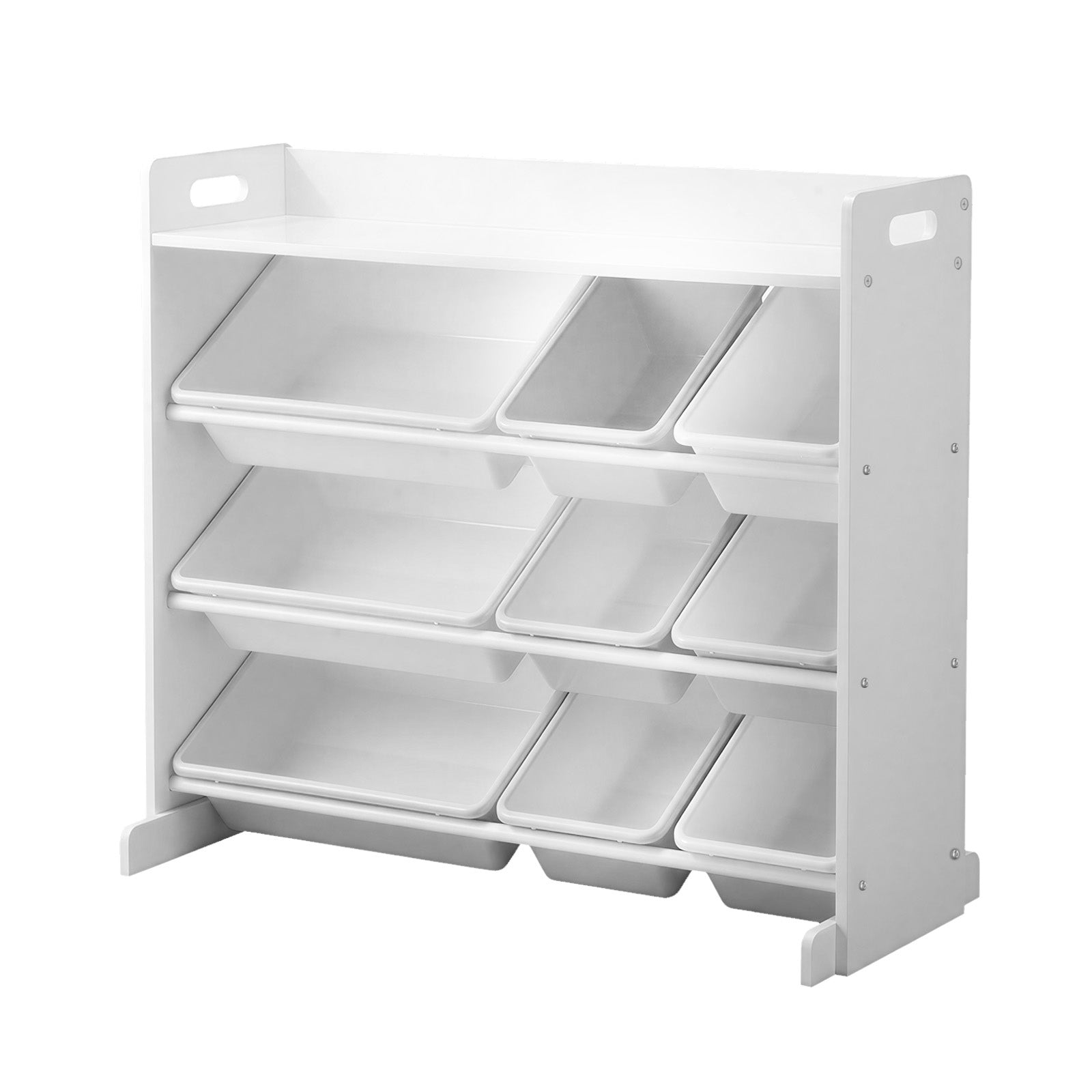 Oikiture 9 Bins Kids Toy Box Bookshelf Storage Organiser Display Shelf White - Sunyee