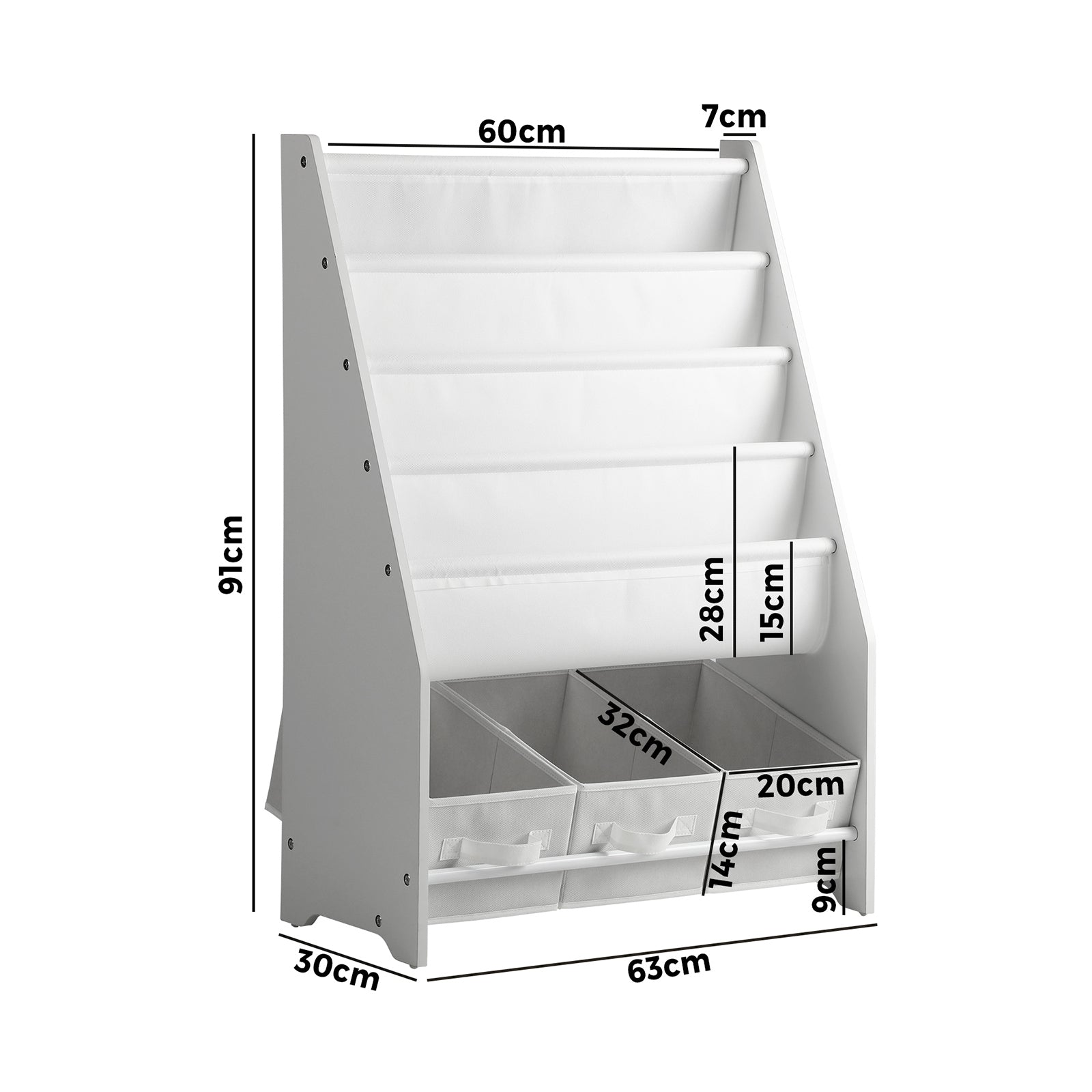 Oikiture Kids Bookshelf Toy Storage Box Organiser Display Shelf DIY Storage Rack - Sunyee