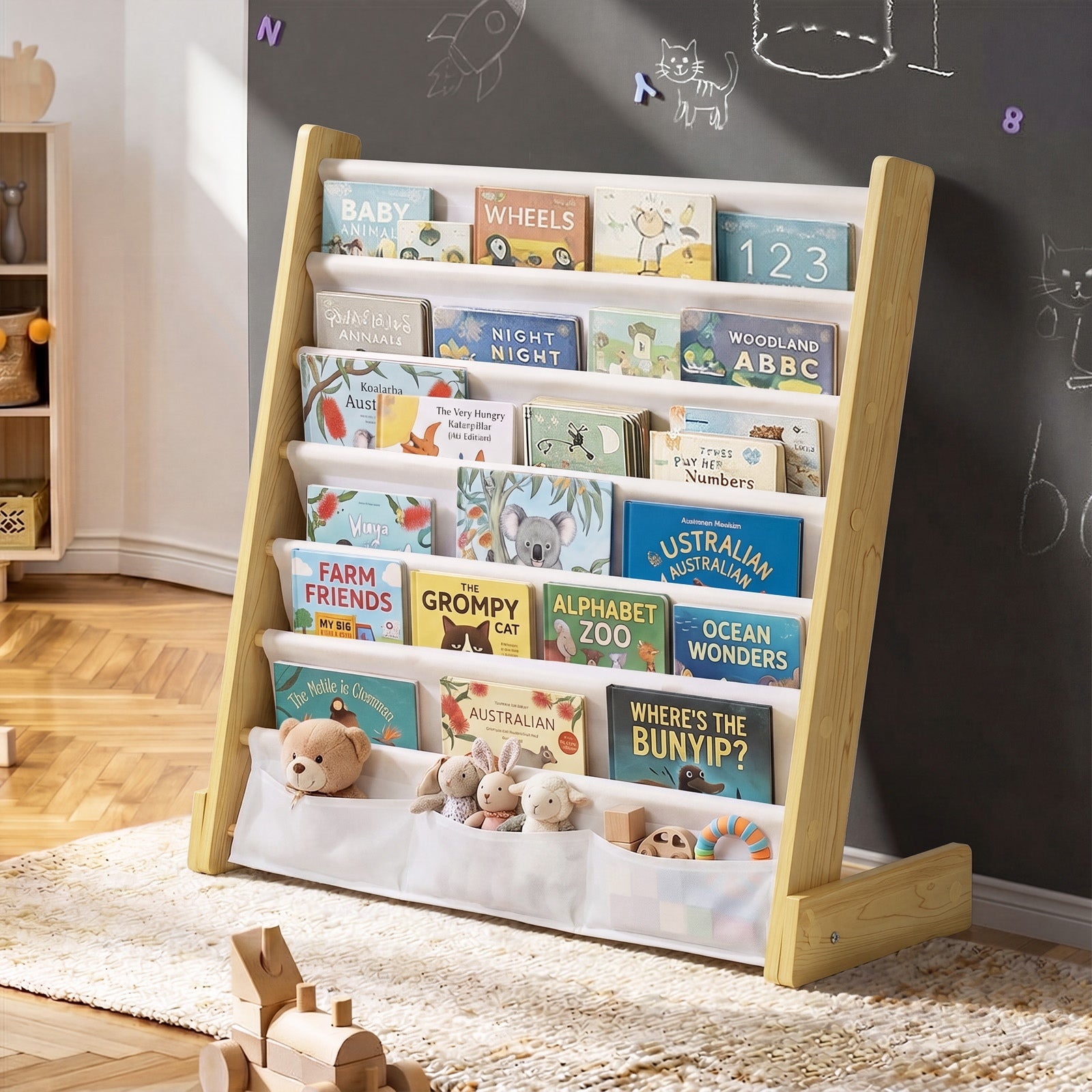 Oikiture Kids Bookshelf Bookcase Children Magazine Rack Display Shelf Organiser