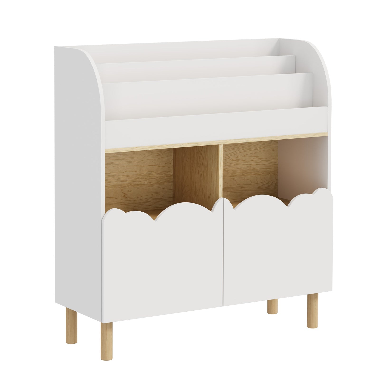 Oikiture Kids Storage Organiser Rack Toddler Bookshelf Toy Shelves White