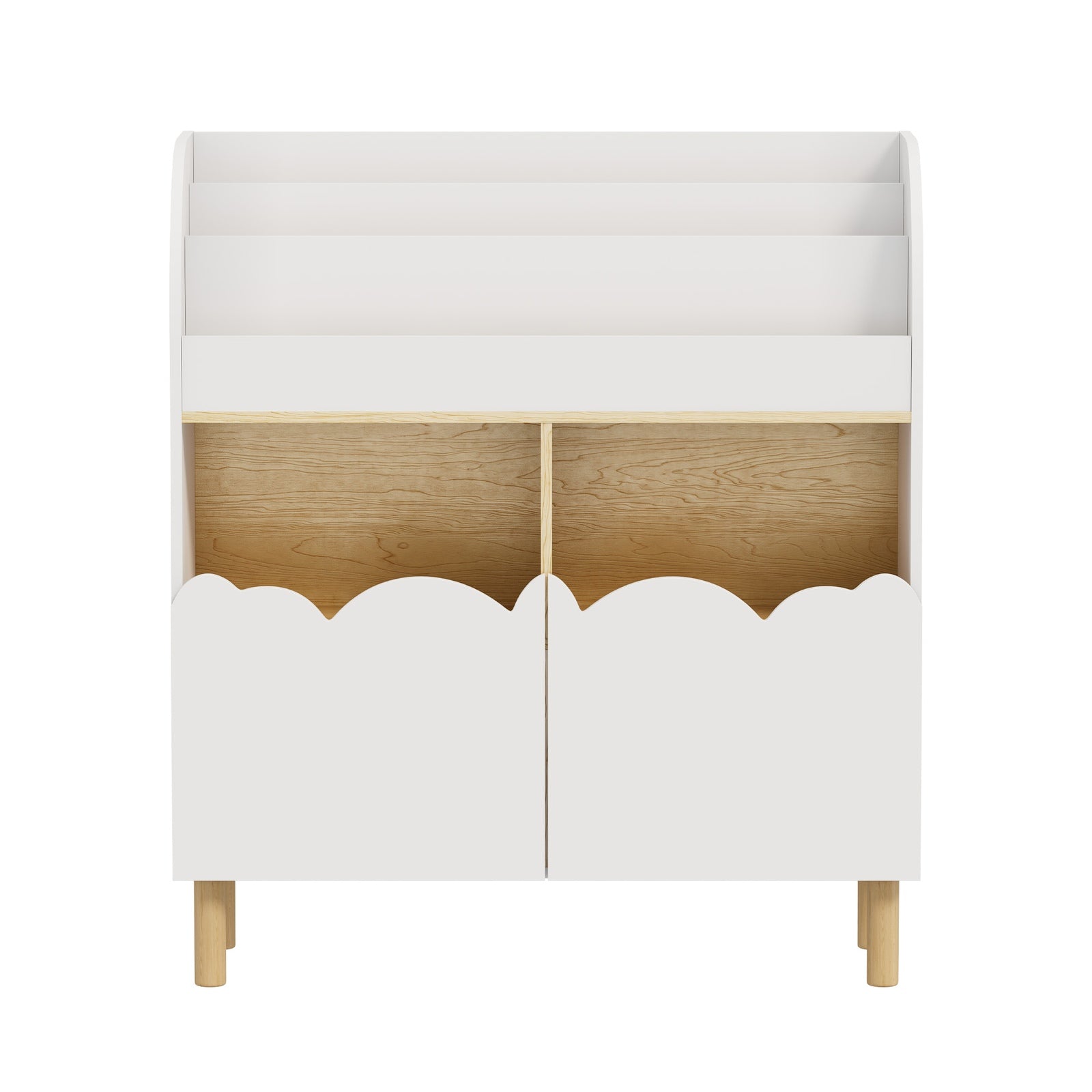 Oikiture Kids Storage Organiser Rack Toddler Bookshelf Toy Shelves White
