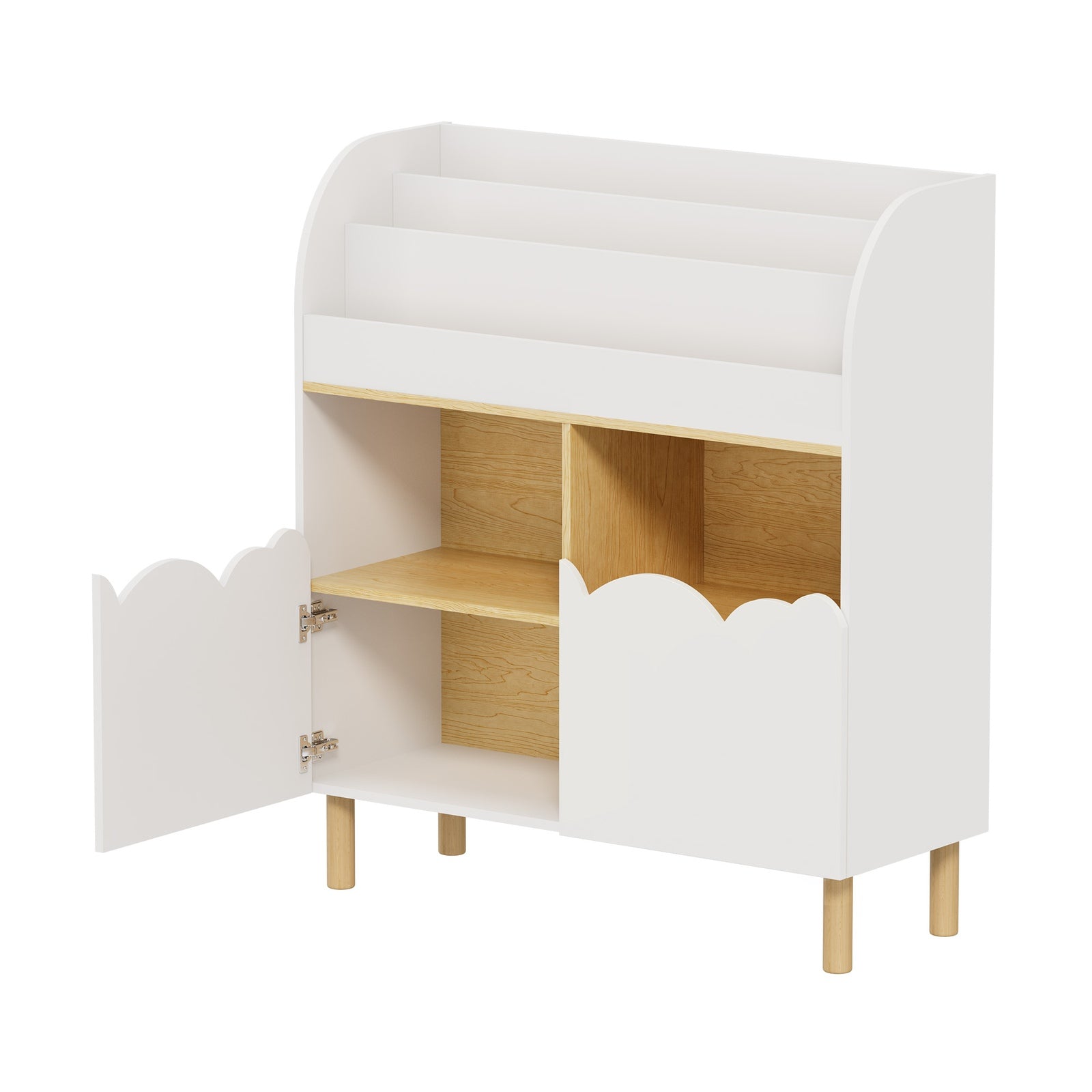 Oikiture Kids Storage Organiser Rack Toddler Bookshelf Toy Shelves White