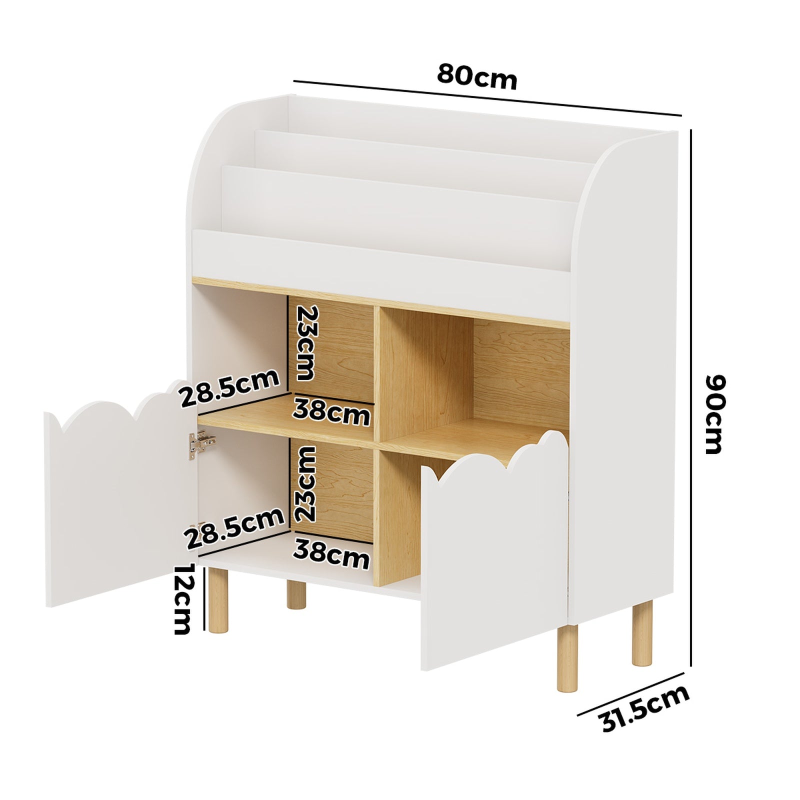 Oikiture Kids Storage Organiser Rack Toddler Bookshelf Toy Shelves White