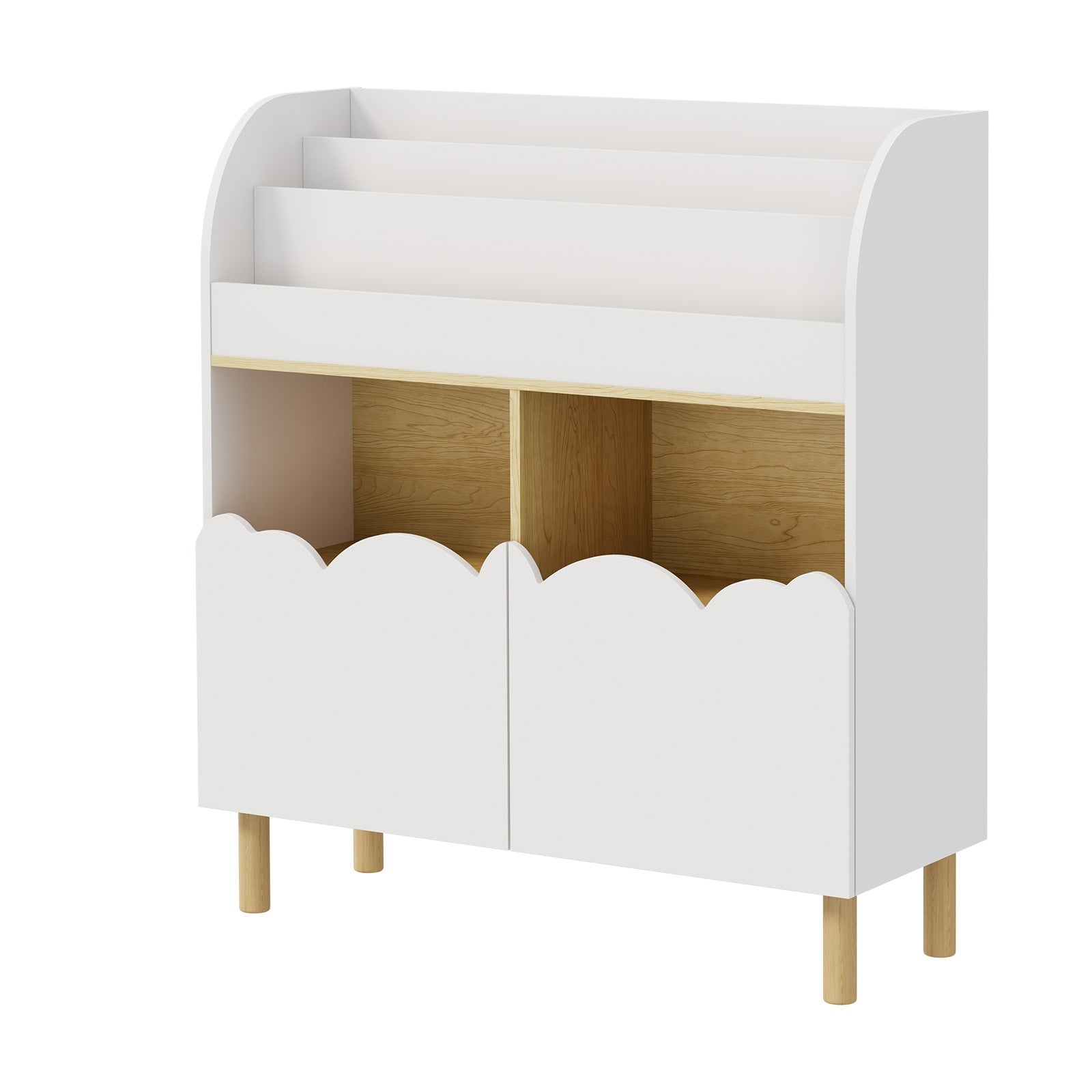 Oikiture Kids Storage Organiser Rack Toddler Bookshelf Toy Shelves White
