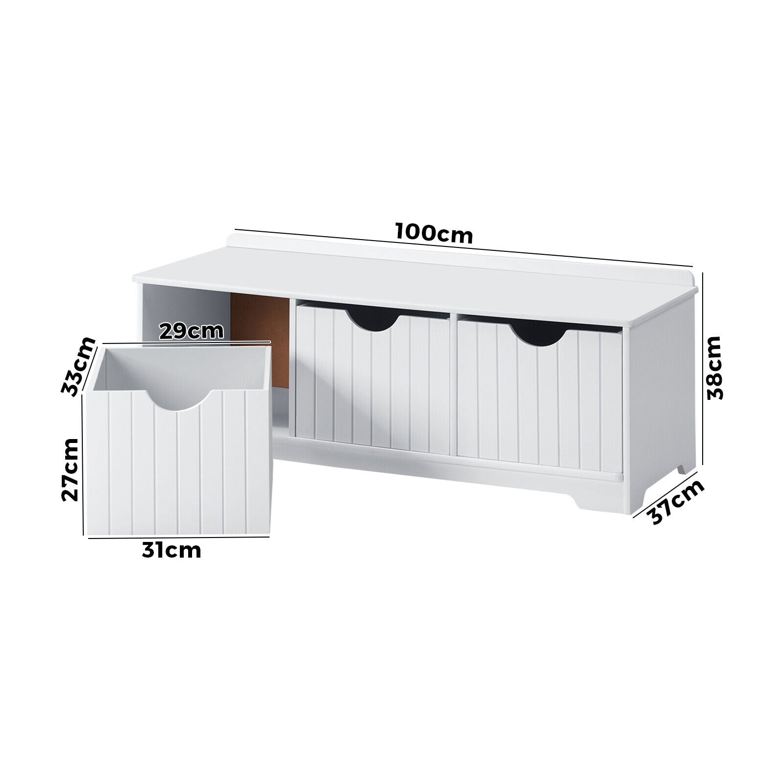Oikiture Kids Toy Box Chest Storage Box Children Room Organiser Seating Bench - Sunyee