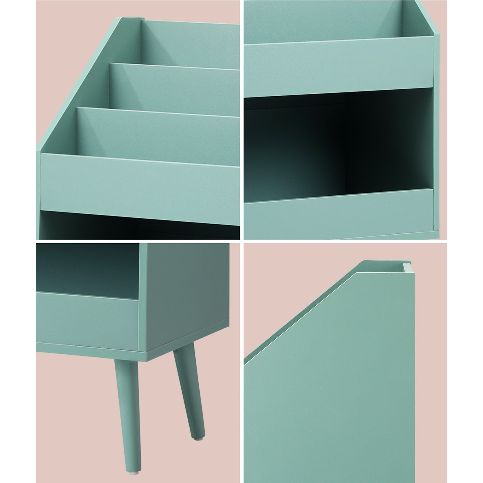 Oikiture Kids Bookshelf Children Bookcase Organiser Toy Storage Shelf Green