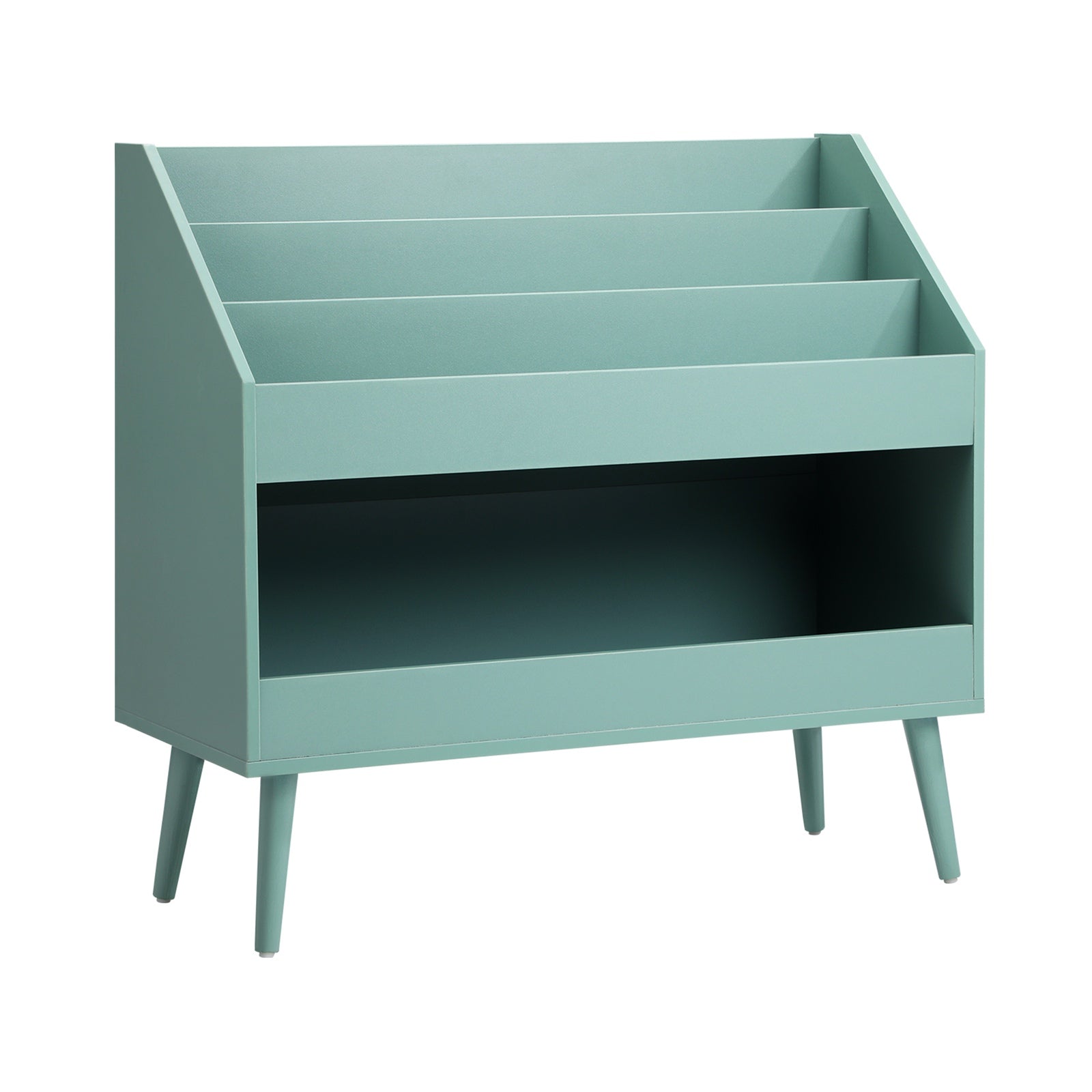 Oikiture Kids Bookshelf Children Bookcase Organiser Toy Storage Shelf Green