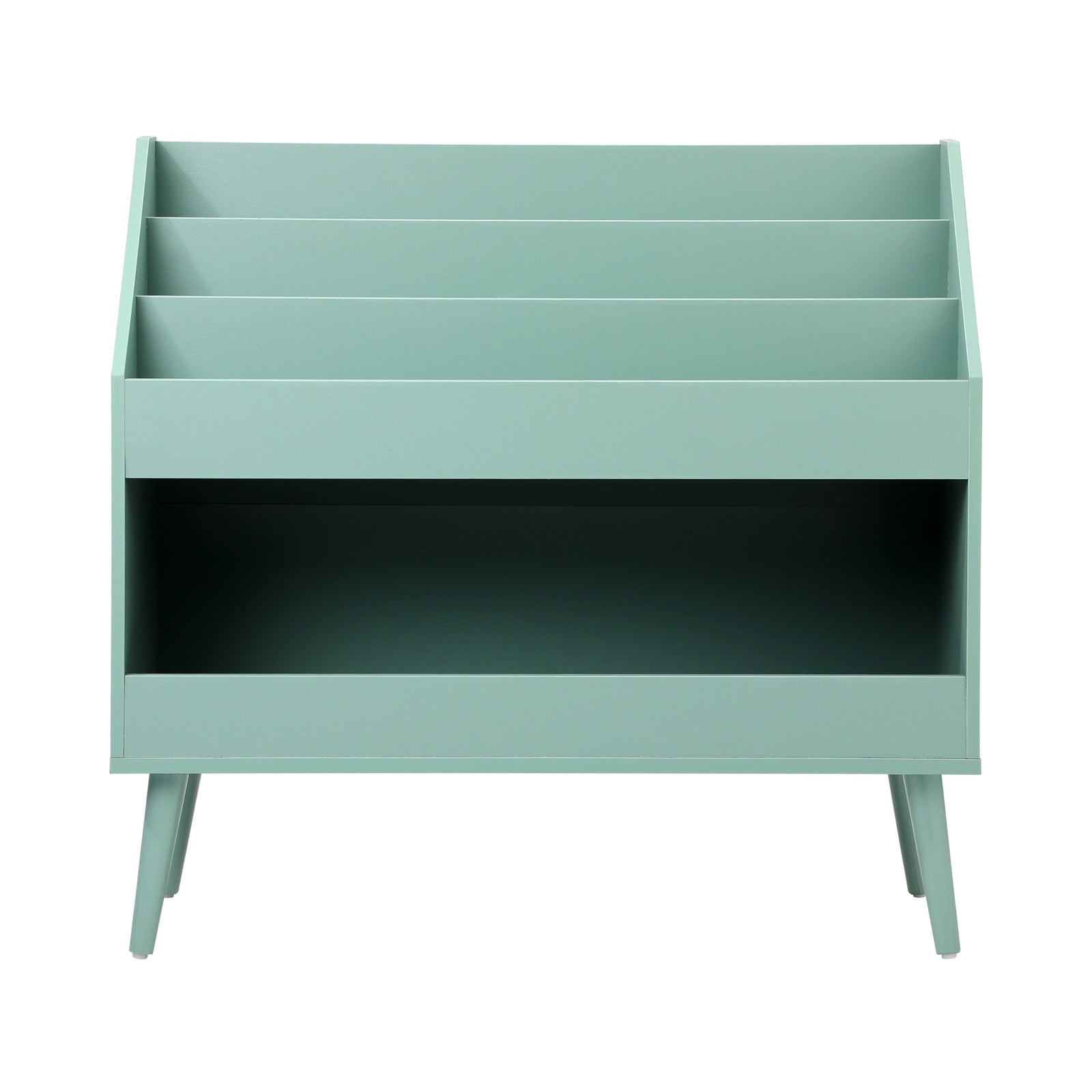 Oikiture Kids Bookshelf Children Bookcase Organiser Toy Storage Shelf Green