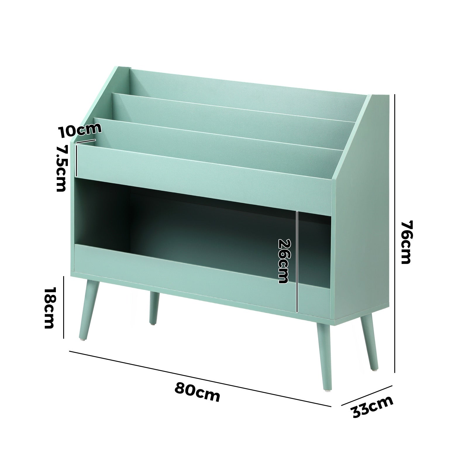 Oikiture Kids Bookshelf Children Bookcase Organiser Toy Storage Shelf Green