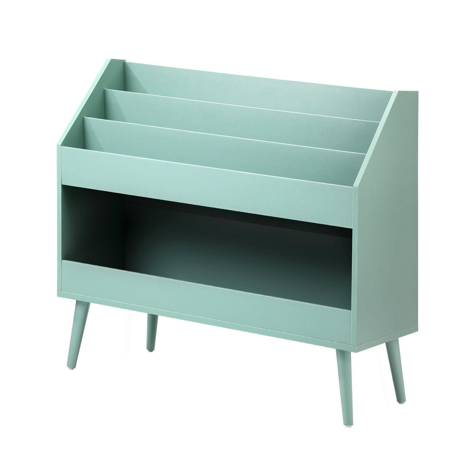 Oikiture Kids Bookshelf Children Bookcase Organiser Toy Storage Shelf Green