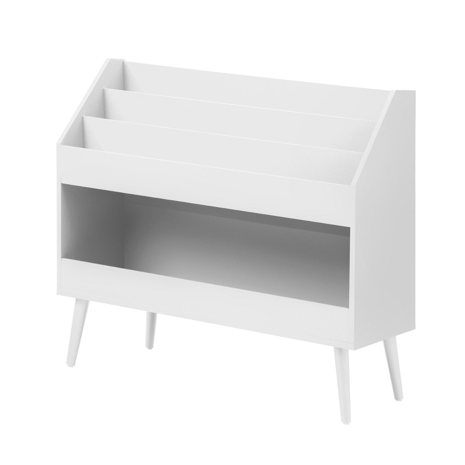 Oikiture Kids Bookshelf Children Bookcase Organiser Toy Storage Shelf White - Sunyee