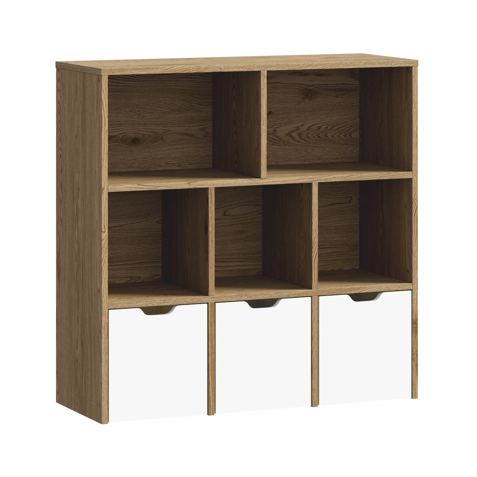 Oikiture Kids Bookcase Toy Organiser Cabinet With Removable Box Storage Natural - Sunyee